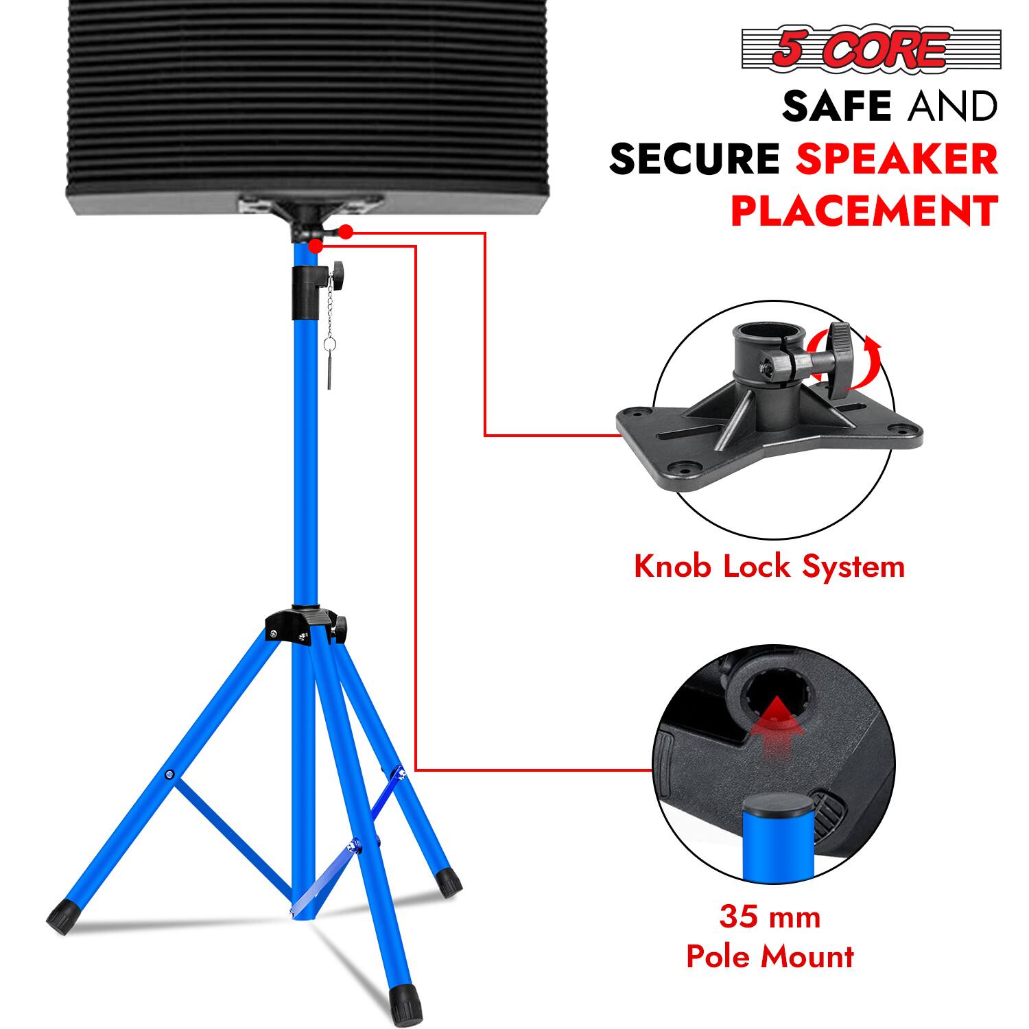 5 CORE SAFE AND SECURE SPEAKER PLACEMENT  
Knob Lock System  
35 mm Pole Mount