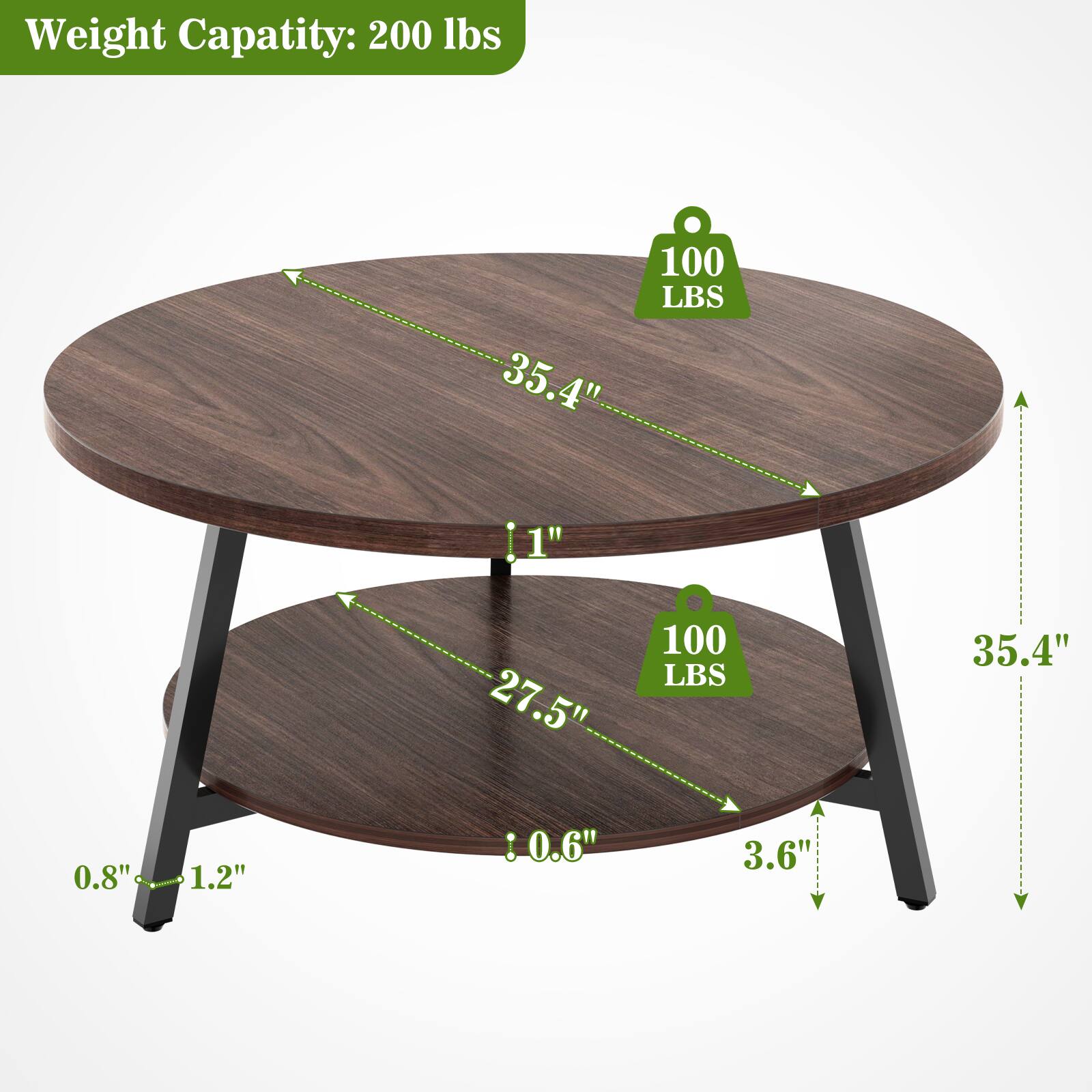 Weight Capacity: 200 lbs

35.4" 100 LBS

1" 27.5" 100 LBS

35.4" 0.8" 1.2" : 0.6" 3.6"
