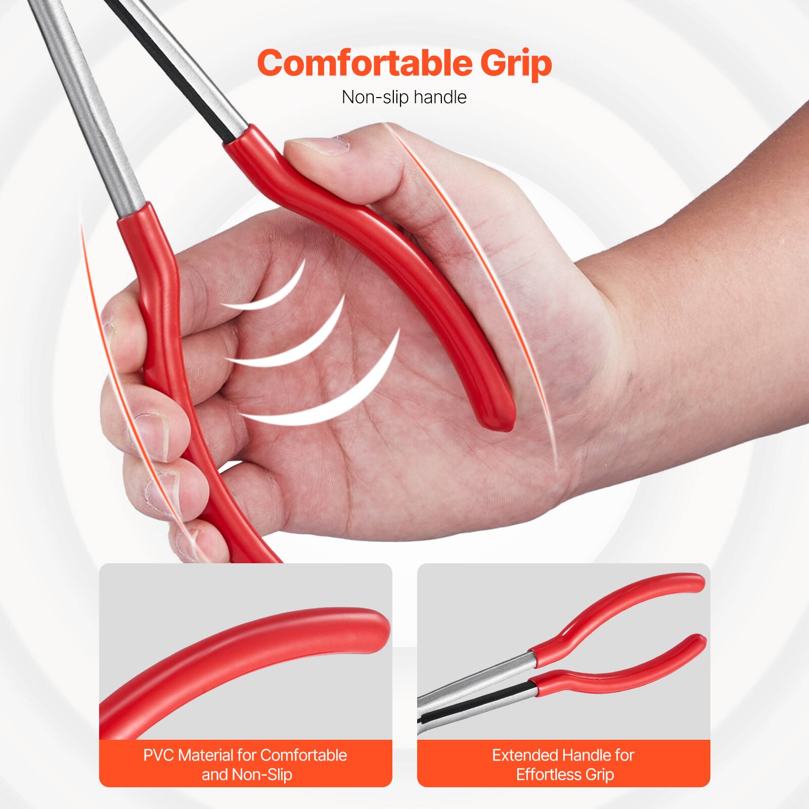 Comfortable Grip  
Non-slip handle  

PVC Material for Comfortable and Non-Slip  

Extended Handle for Effortless Grip