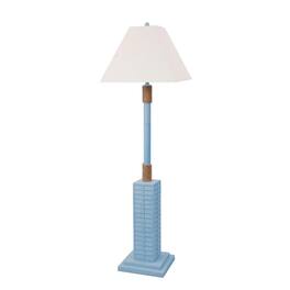 Hivvago - 63 Inch Polyresin Floor Lamp With Tan Linen Shade - Light Blue