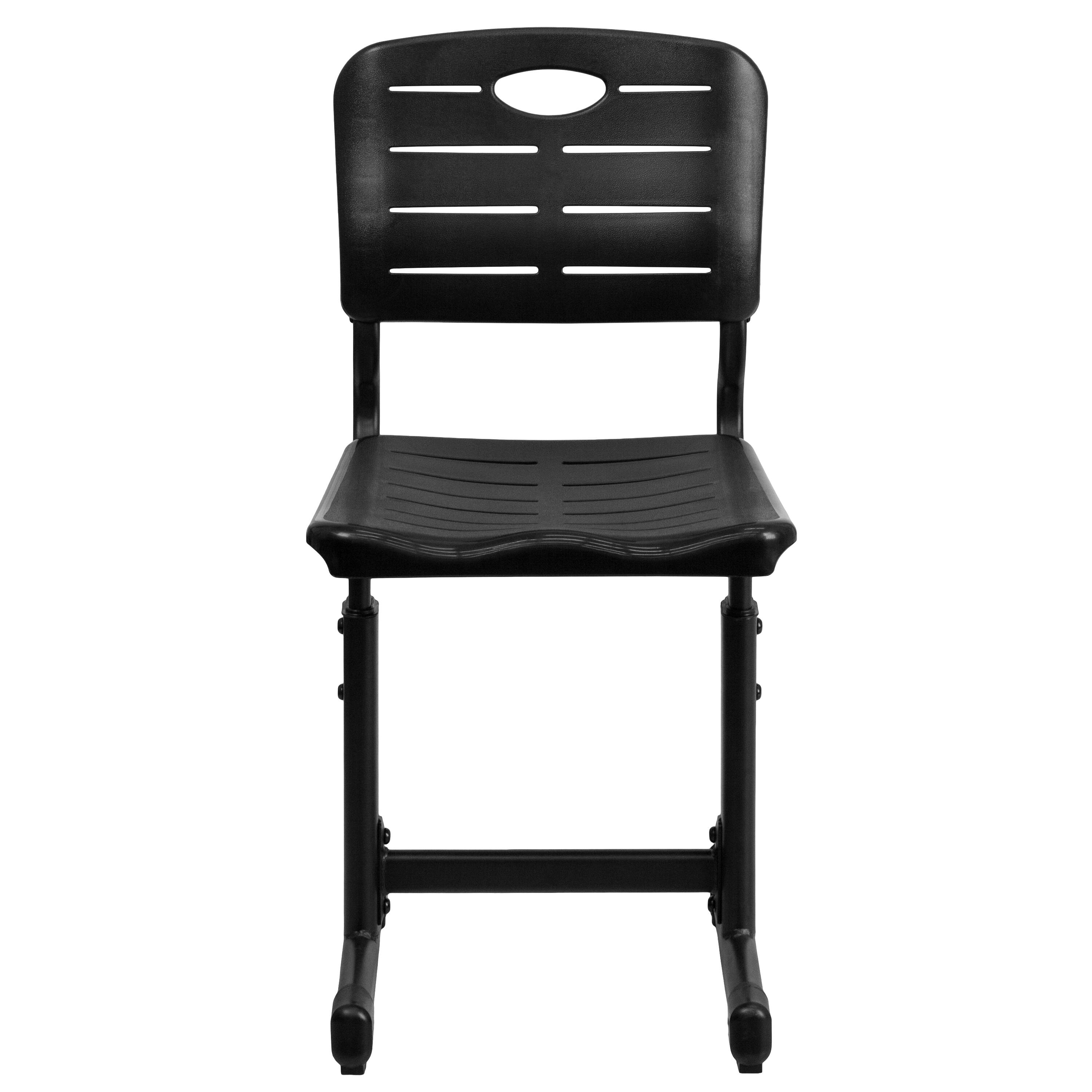 Alt View 6. Emma + Oliver - Adjustable Height Student Chair with Pedestal Frame - Black.