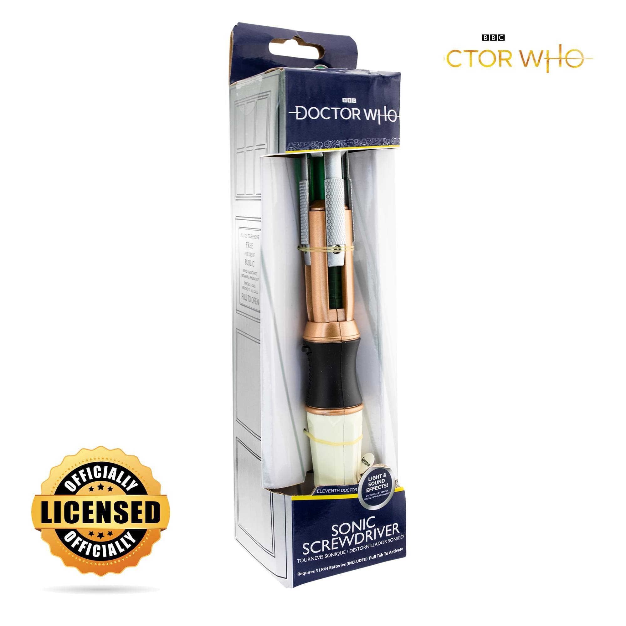 - BBC CTOR WHO
- DOCTOR WHO
- OFFICIALLY LICENSED
- SONIC SCREWDRIVER
- LIGHT & SOUND EFFECTS
- ELEVENTH DOCTOR
- TOURNEVO SONIQUE / DESTORNEUR SONIQUE
- Requires 3 x AAA batteries (included)