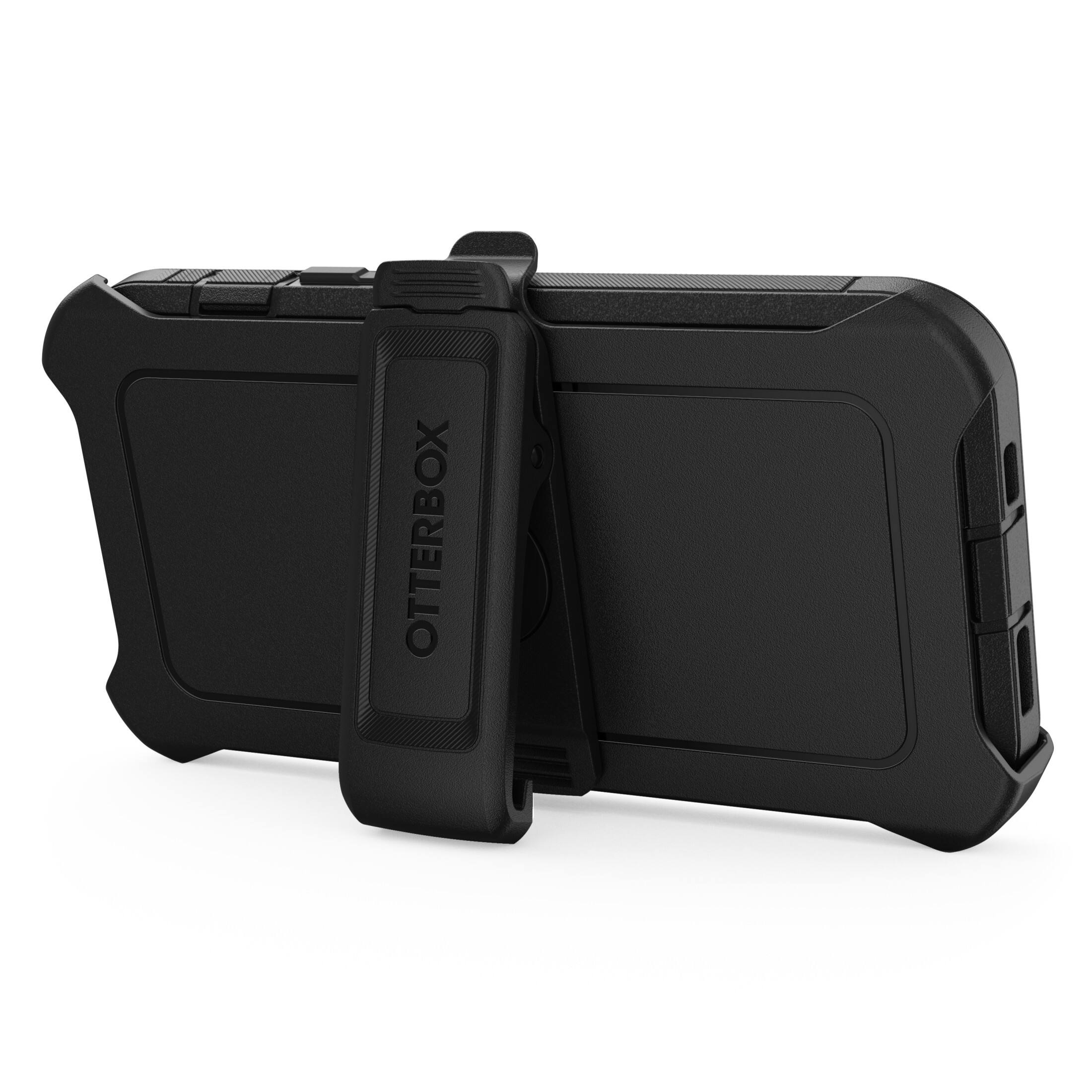 Left. OtterBox - Defender Series Pro Hard Shell for iPhone 15, iPhone 13, iPhone 14 - Black.