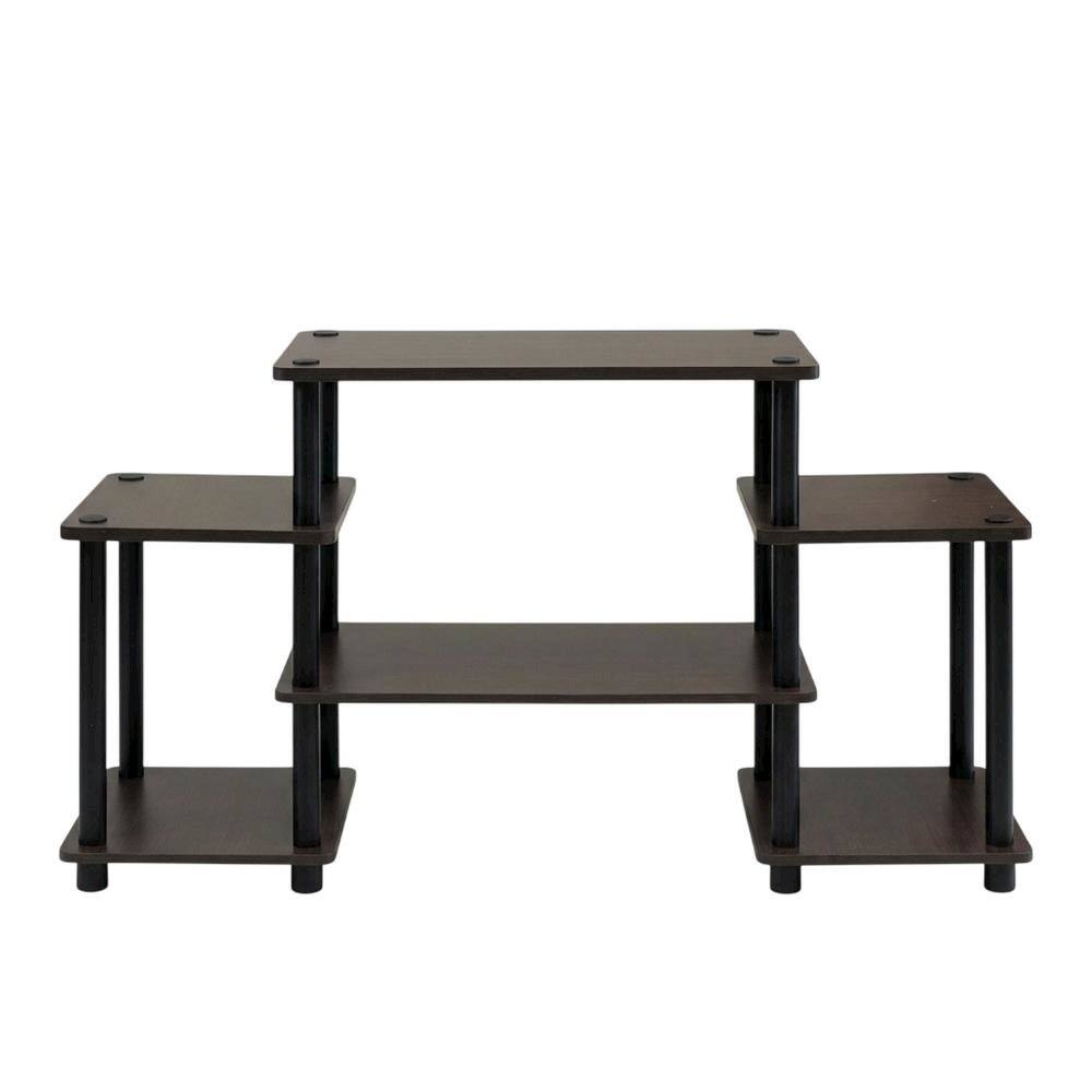 Angle. FurniFact - Dark Brown/Black No Tools Entertainment Center with Modern Design - Dark Brown/Black.