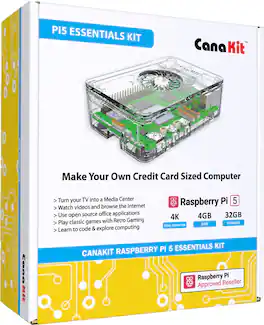 CanaKit - Raspberry Pi 5 Essentials Kit - Turbine (4GB) - Clear