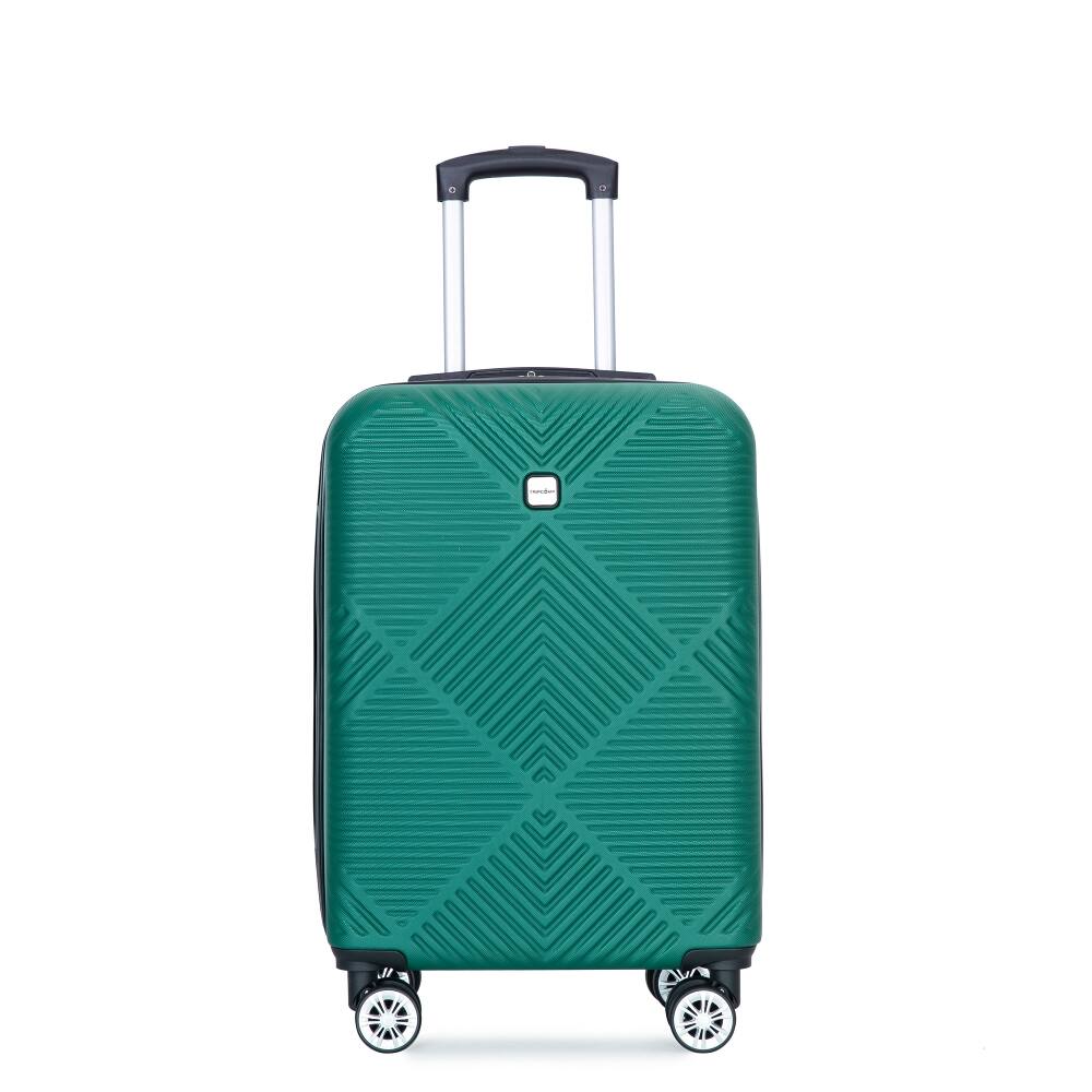 Back. Ropilly - Ropilly 4 Piece Luggage Set Dark Green Hard Shell Suitcase with 14 Inch Cosmetic Case - Dark Green.