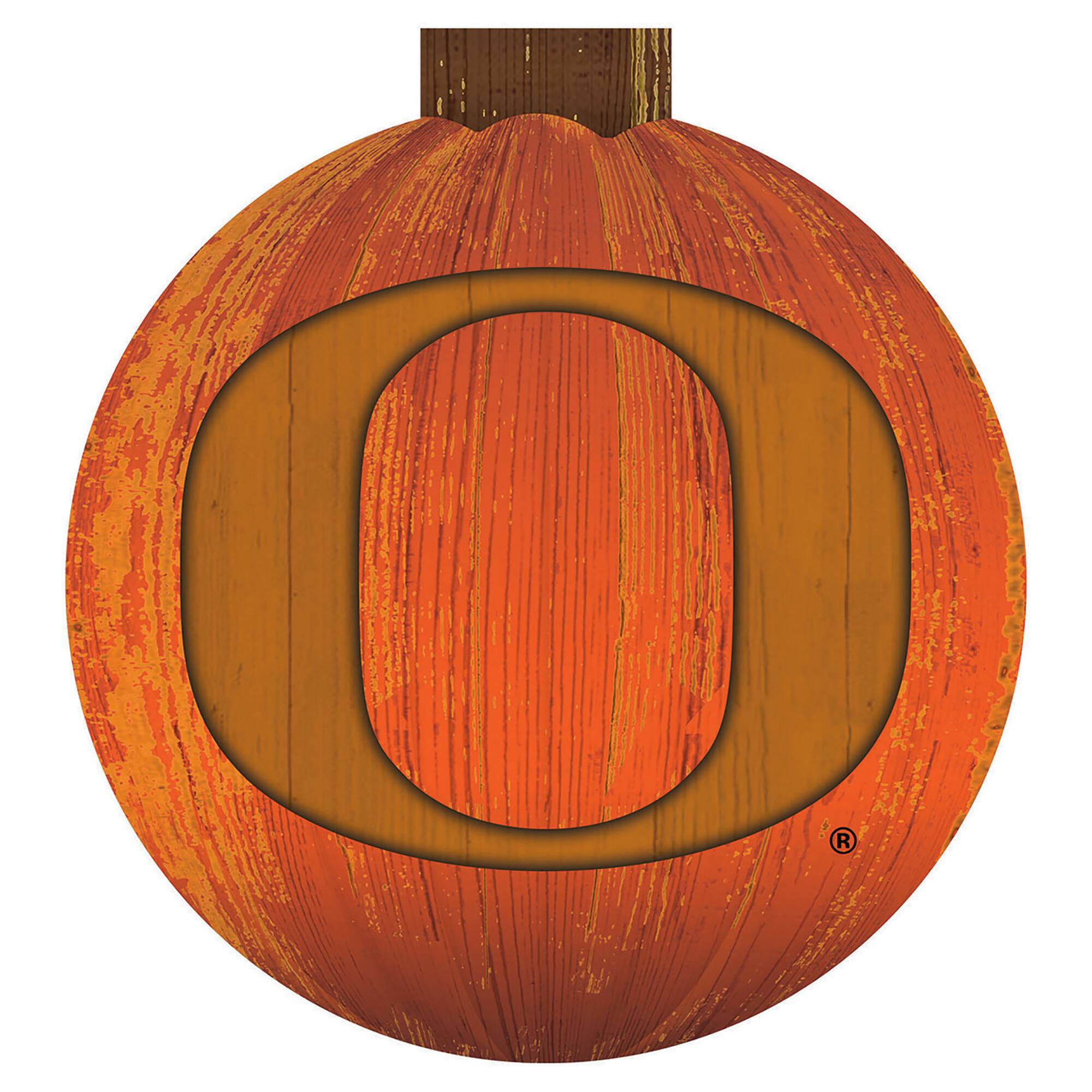 Front. Fan Creations - Oregon Ducks 12'' Pumpkin Sign - Orange.