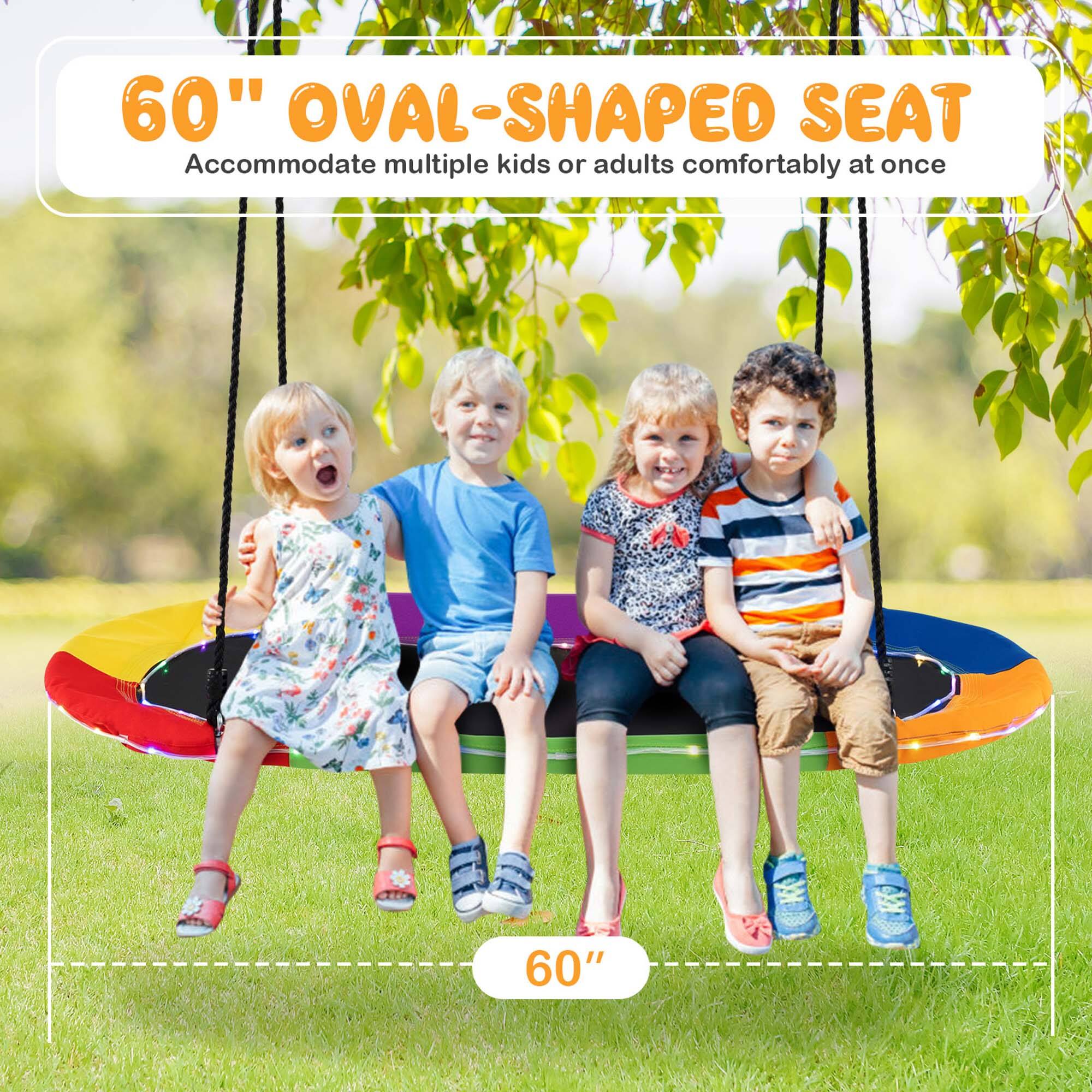 60" OVAL-SHAPED SEAT  
Accommodate multiple kids or adults comfortably at once