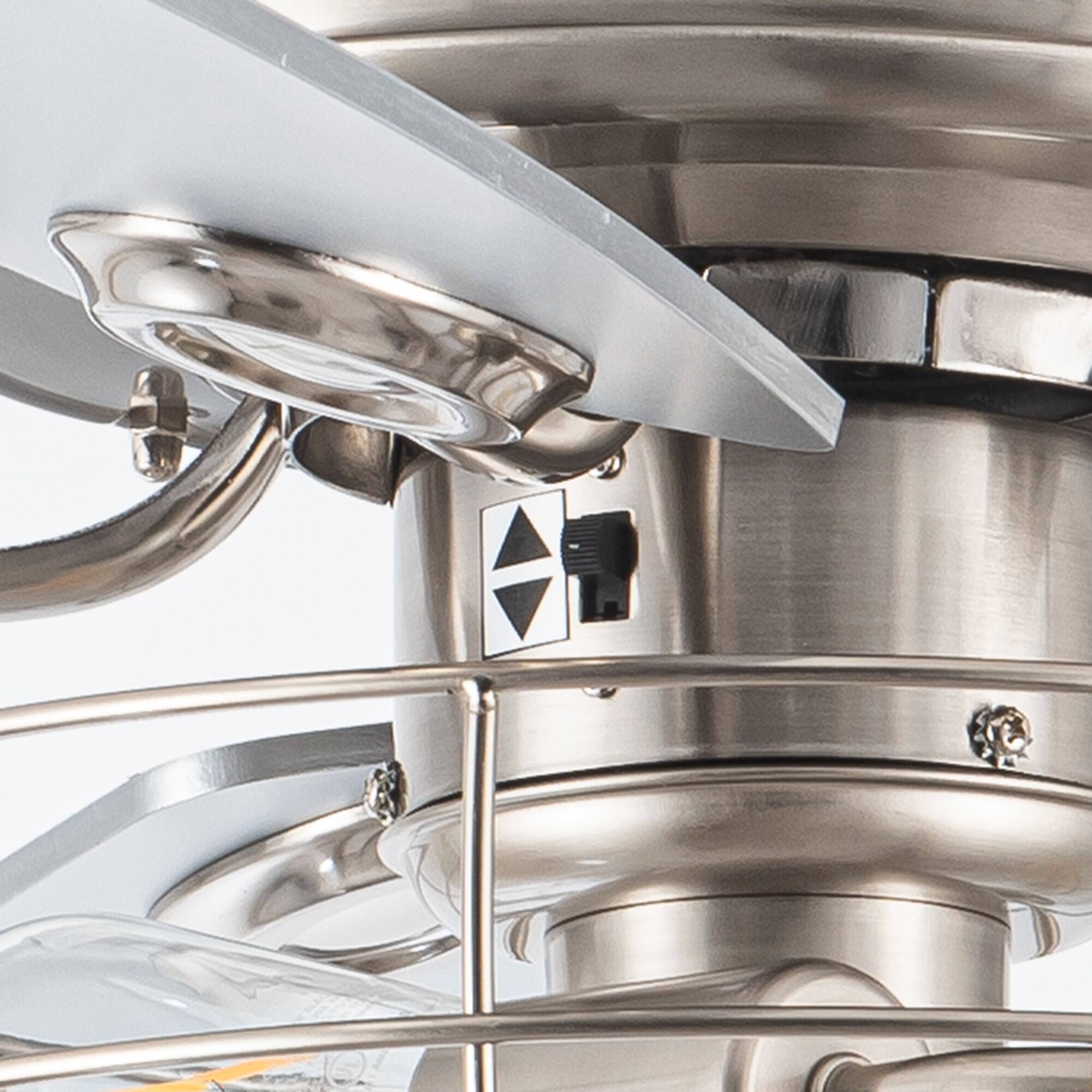 Alt View 10. Parrot Uncle - 52" Polished Nickel Wood 5-Blade Modern Ceiling Fan with Remote - Brushed Nickel.