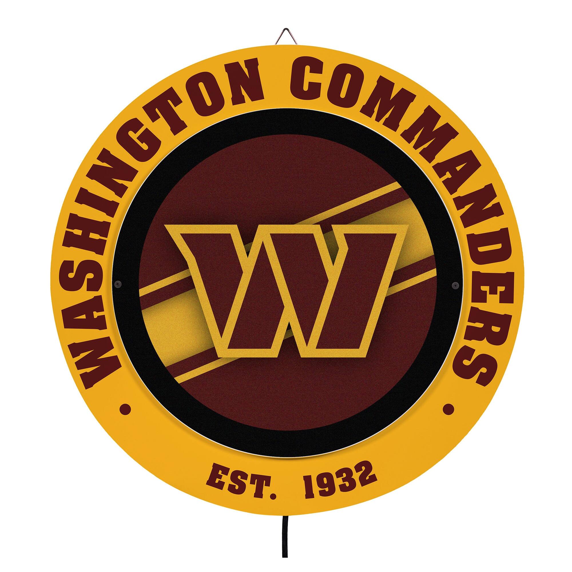 Washington Commanders 15" LED Round Metal Lit Wall Sign