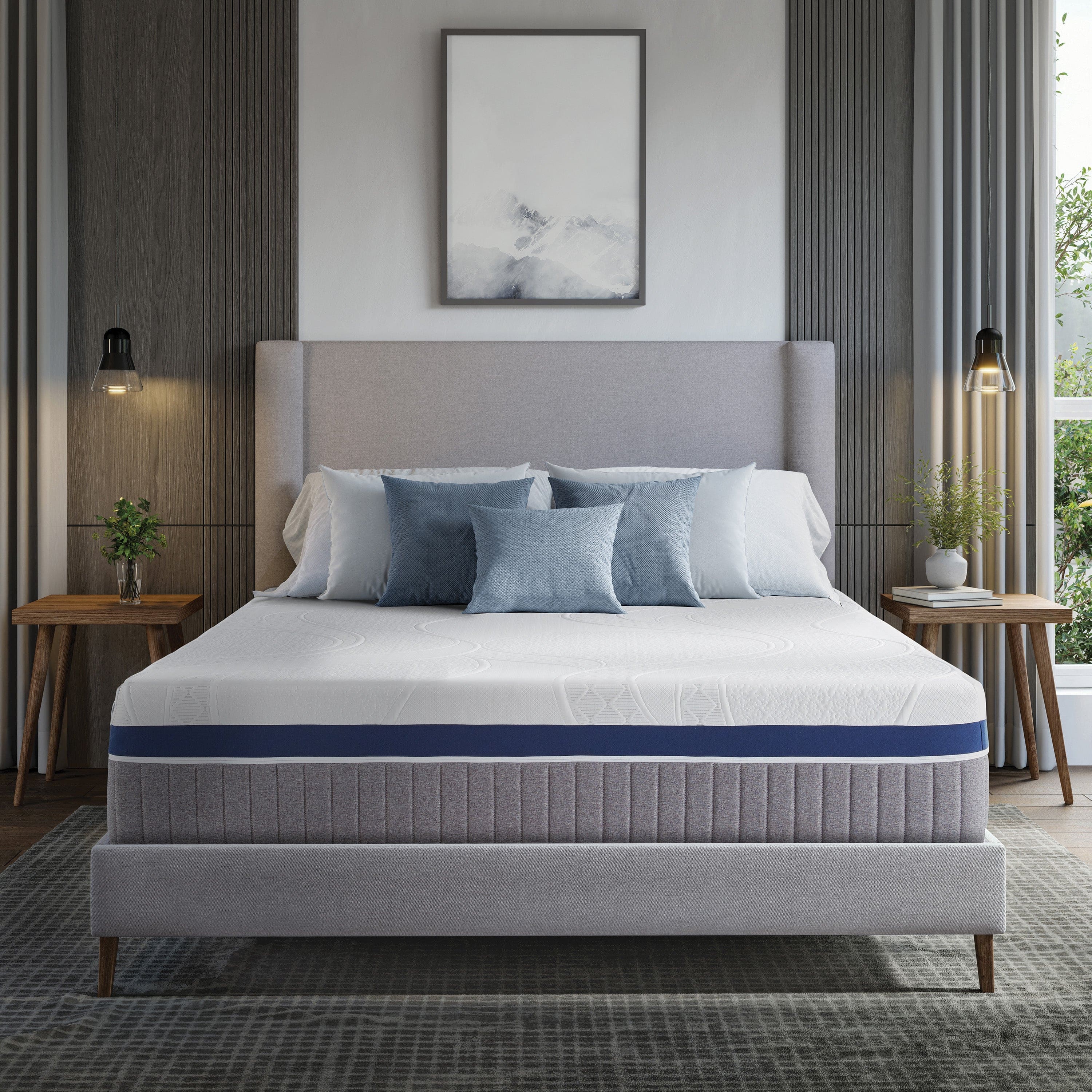 Boyd Sleep - 12" izone Adjustable Smart Bed - Lumbar Support Air Chambers and Customizable Firmness – Gellux Cooling Latex - Gray