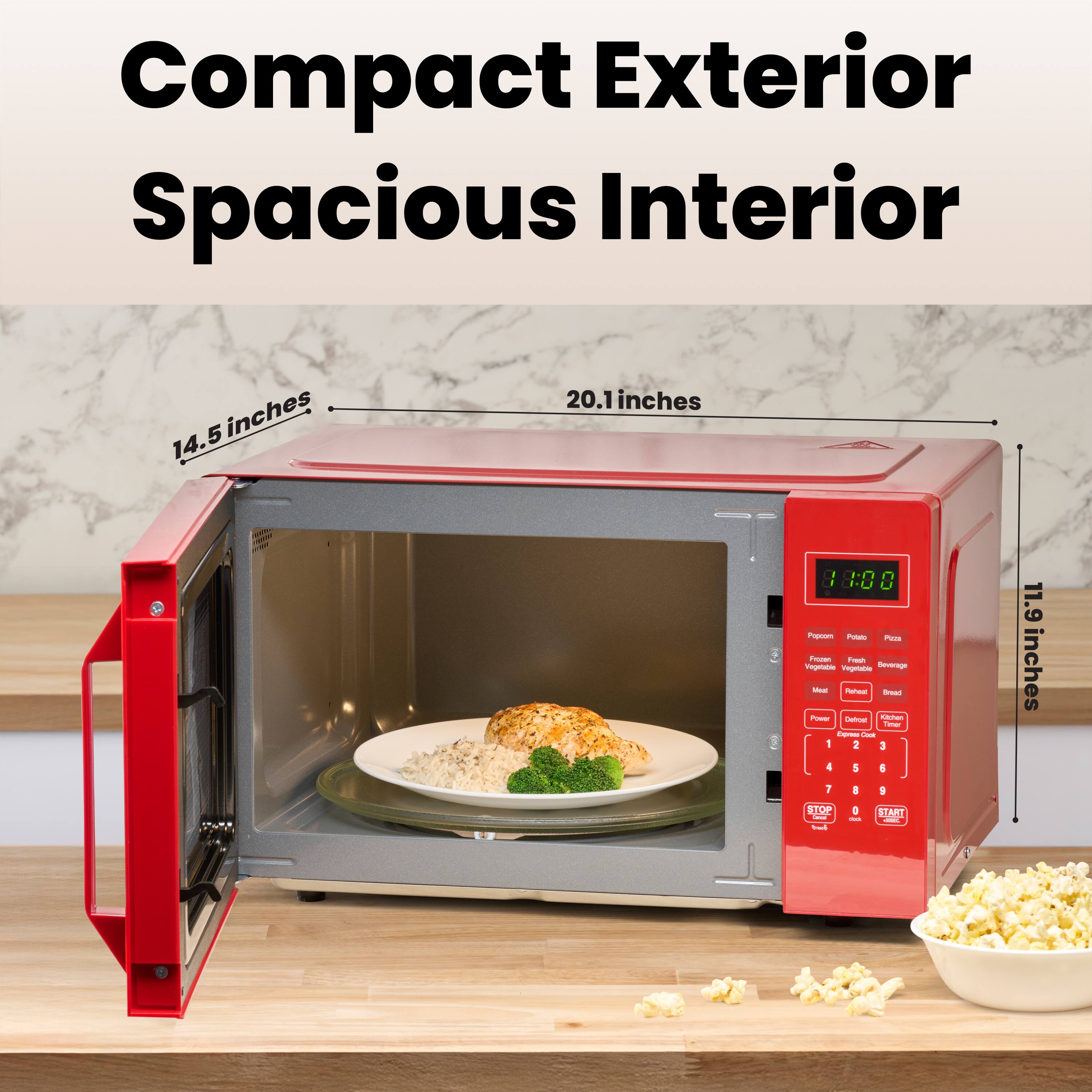 Compact Exterior Spacious Interior  
14.5 inches  
20.1 inches  
11.9 inches  

PE 18:00  
- Paas  
- Vageme  
- Vageacie  
- Hage  
- I  
- I  
- 1  
- 2  
- 1  
- 11.9 inches  
- 4  
- I d  
- 1  
- a  
- 1  
- SPOP  
- 4  
- I  
- START  
- 1  
- I