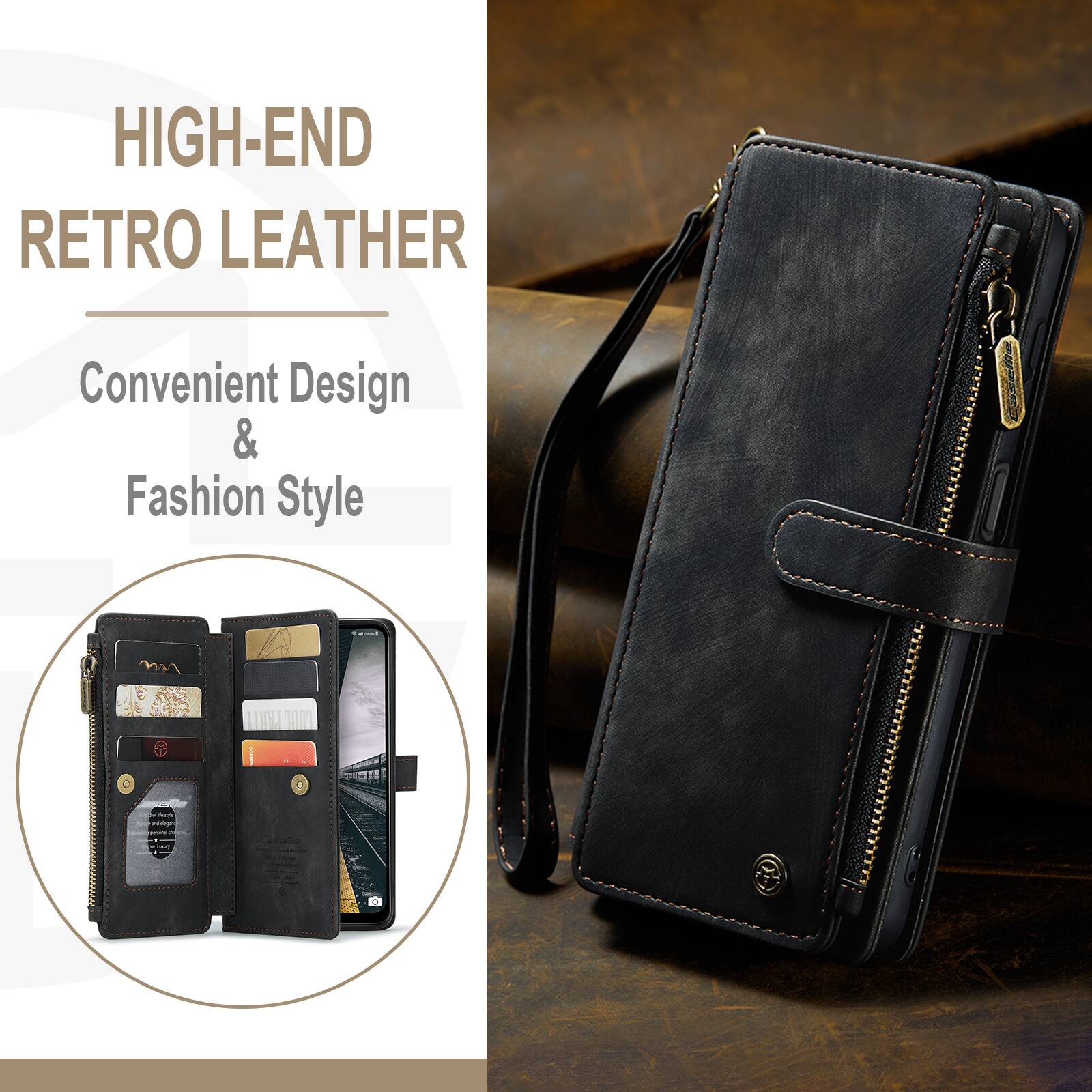 HIGH-END RETRO LEATHER  
Convenient Design & Fashion Style