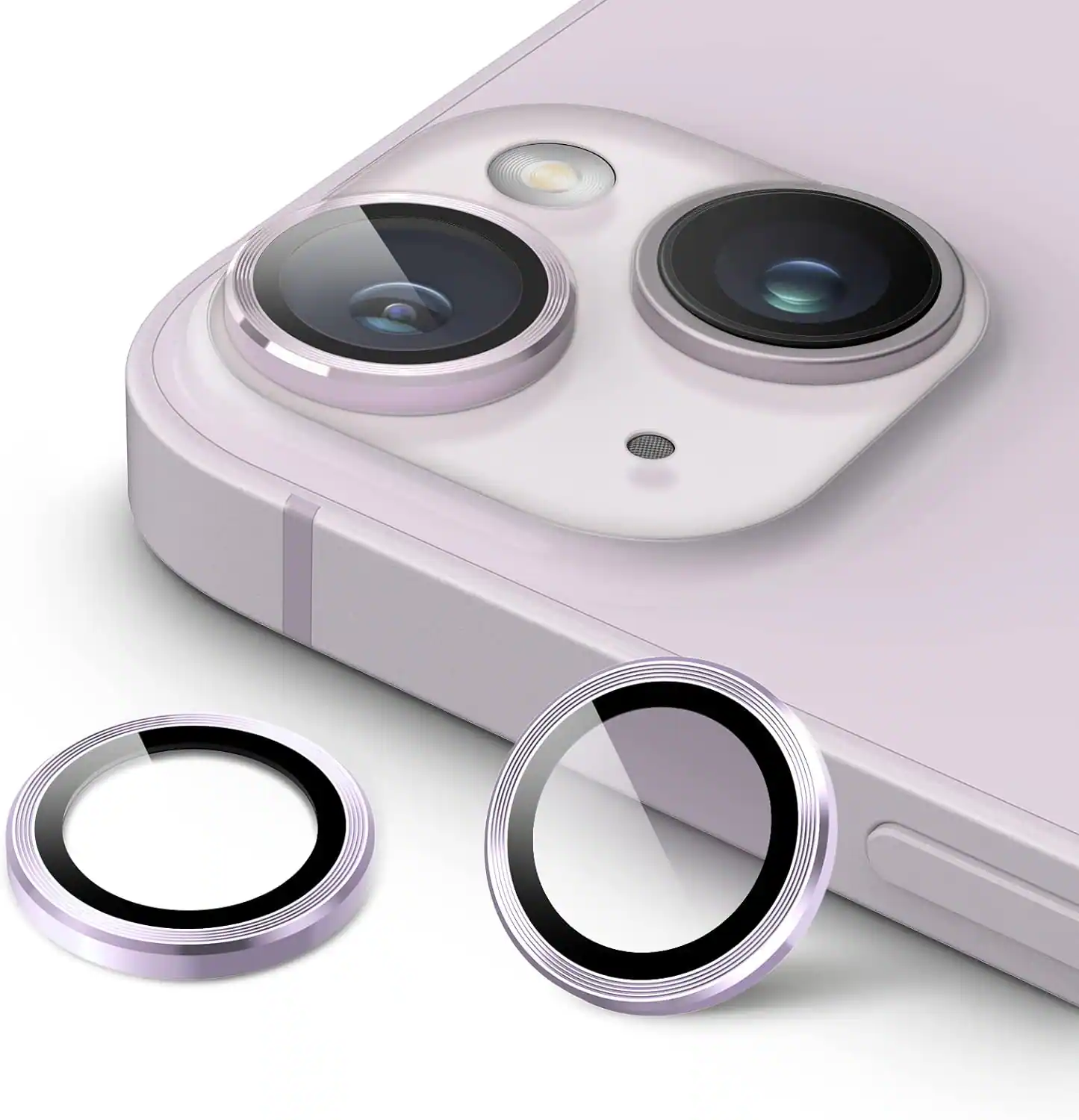 Front. Entronix - Entronix Premium Camera Lens Protector for iPhone 15/15 Plus - Stylish Metal Design - Purple.