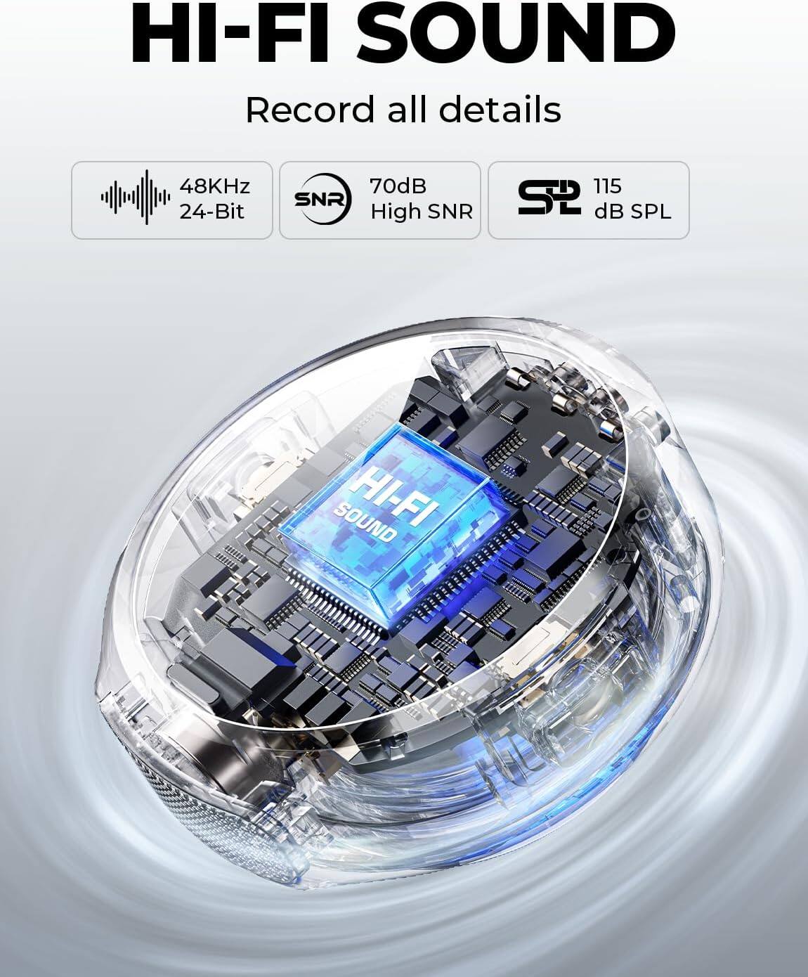 HI-FI SOUND  
Record all details  
48KHz 24-Bit  
70dB High SNR  
115 dB SPL  
S2