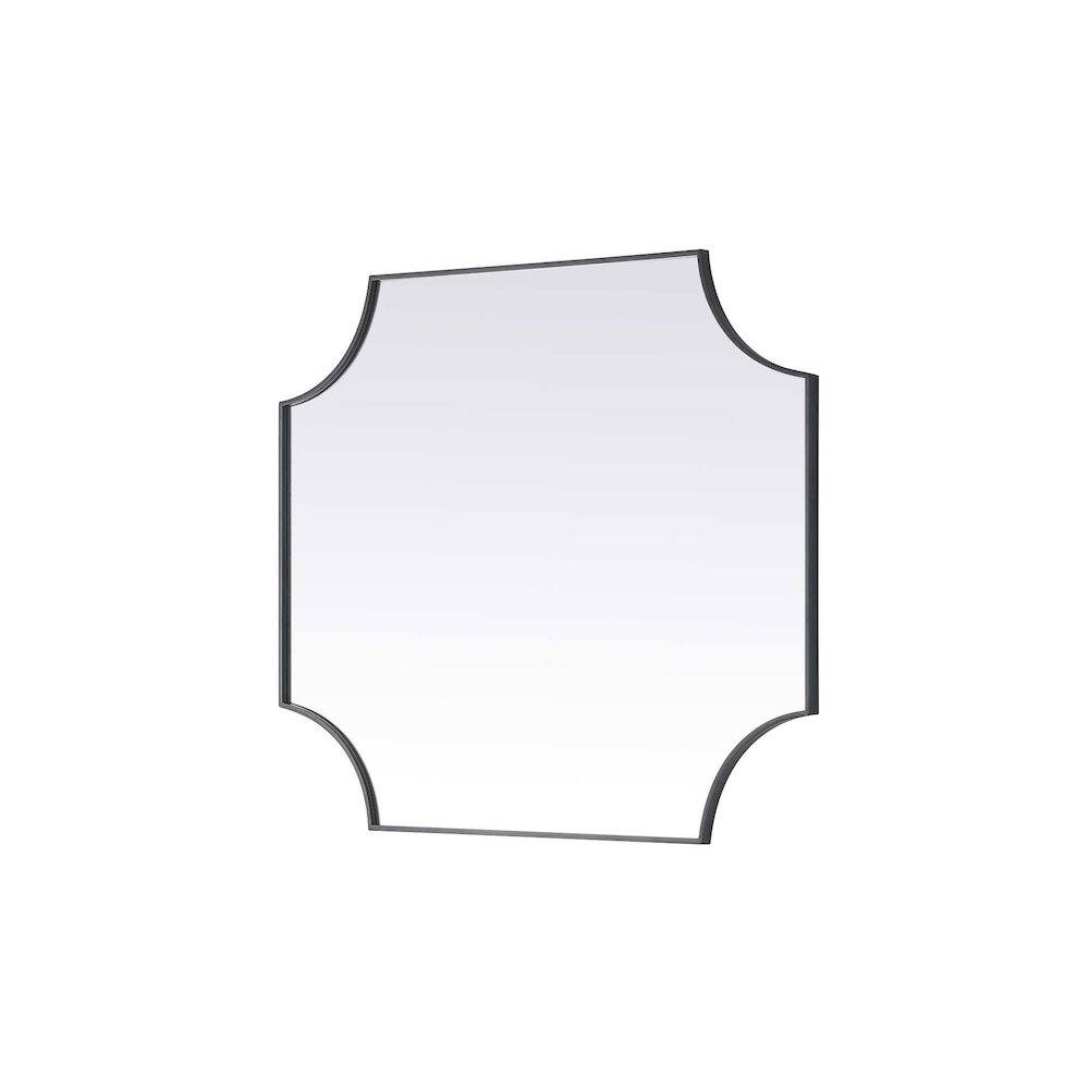 Back. Elegant Kitchen and Bath - Notched Metal Mirror 36x42 inch in Black - Black.