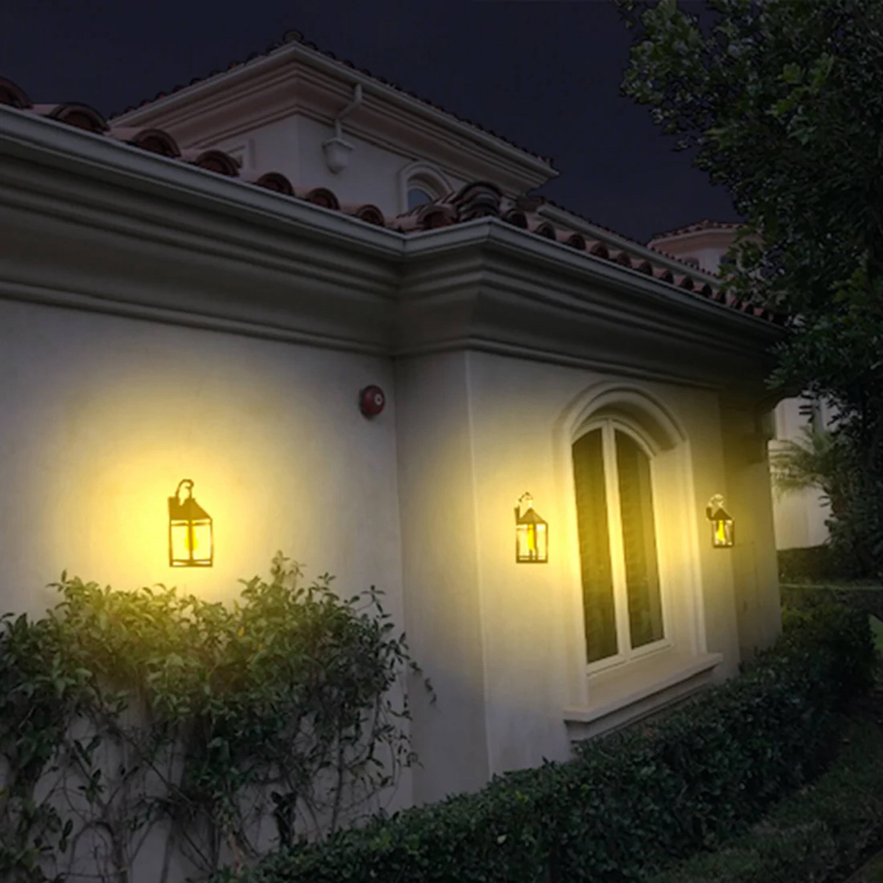 Alt View 6. Techko Maid - Solar Outdoor LED Hanging Coach Light Sconce with Hanger - Dual Lighting Modes - Black.