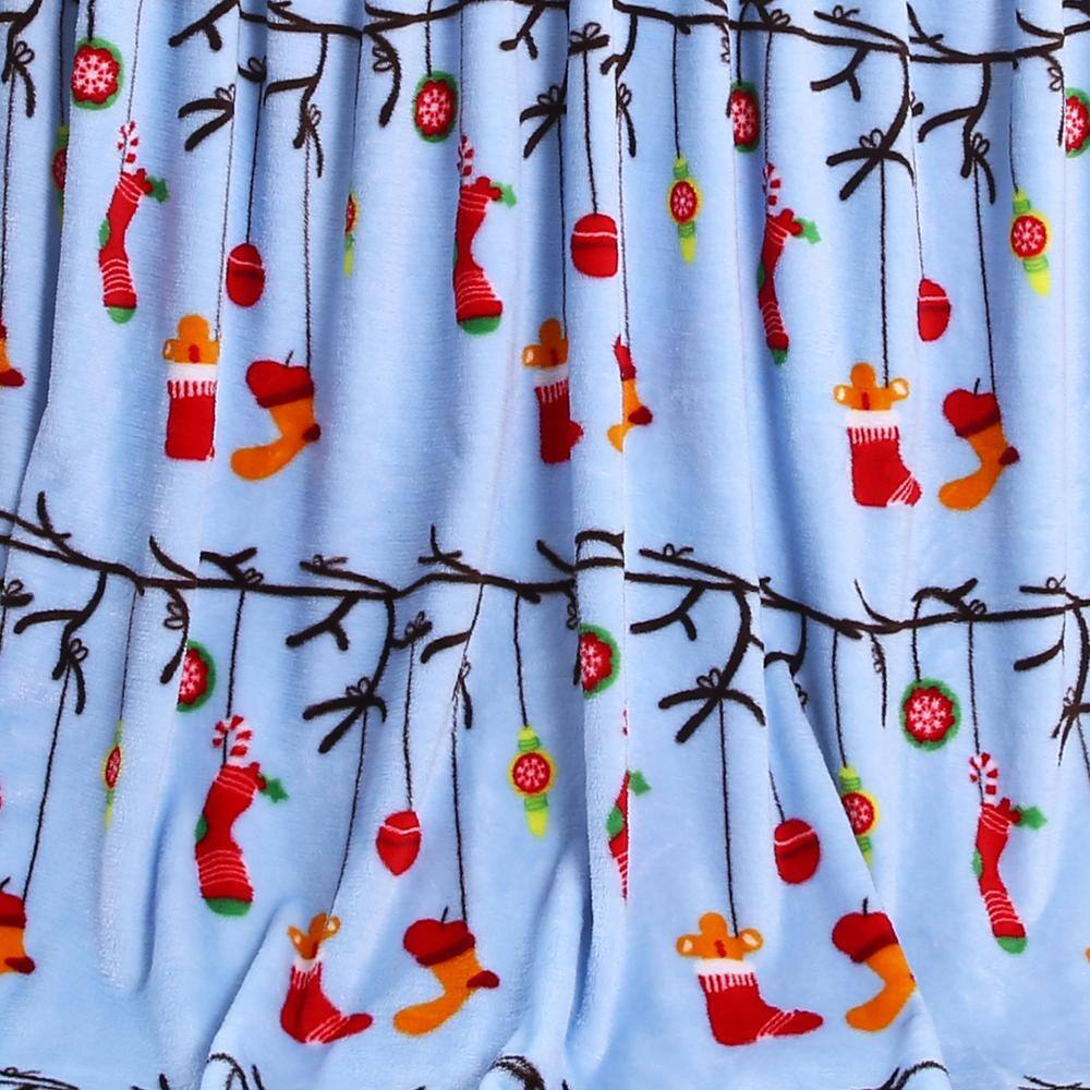 Alt View 3. Noble House - Plazatex Ornaments plush Decorative Christmas Machine Washable Throw 50" X 60" Lt. Blue - Lt. Blue.