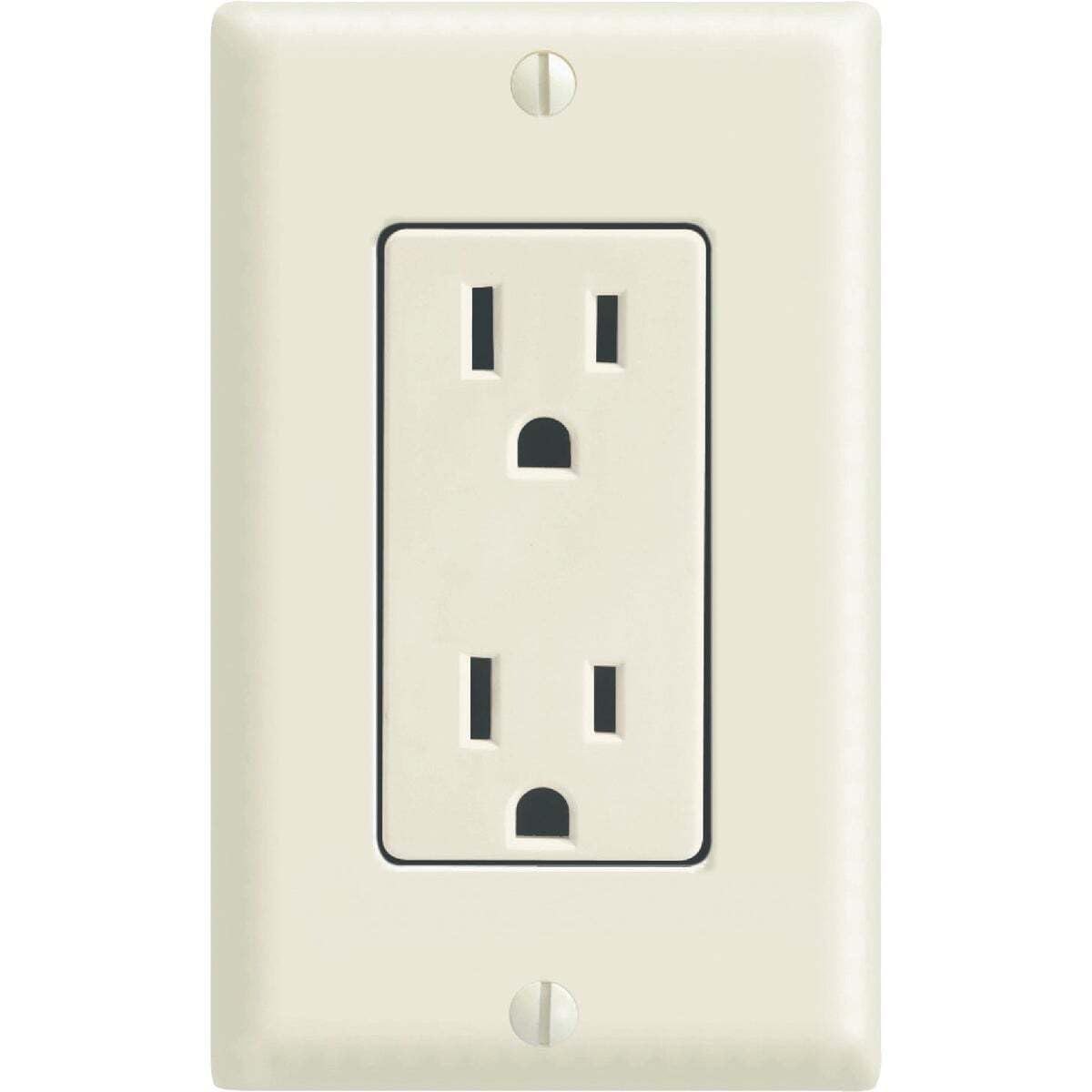 Left. Leviton - Receptacle with Wall Plate C26-05675-00T, 15A 120V 5-15R - No Color.