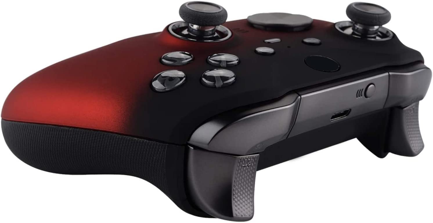 Back. Custom Controllerzz - Custom Elite Series 2 Wireless Controller for Xbox Series X, Xbox Series S, Xbox One - Red & Black Fade.