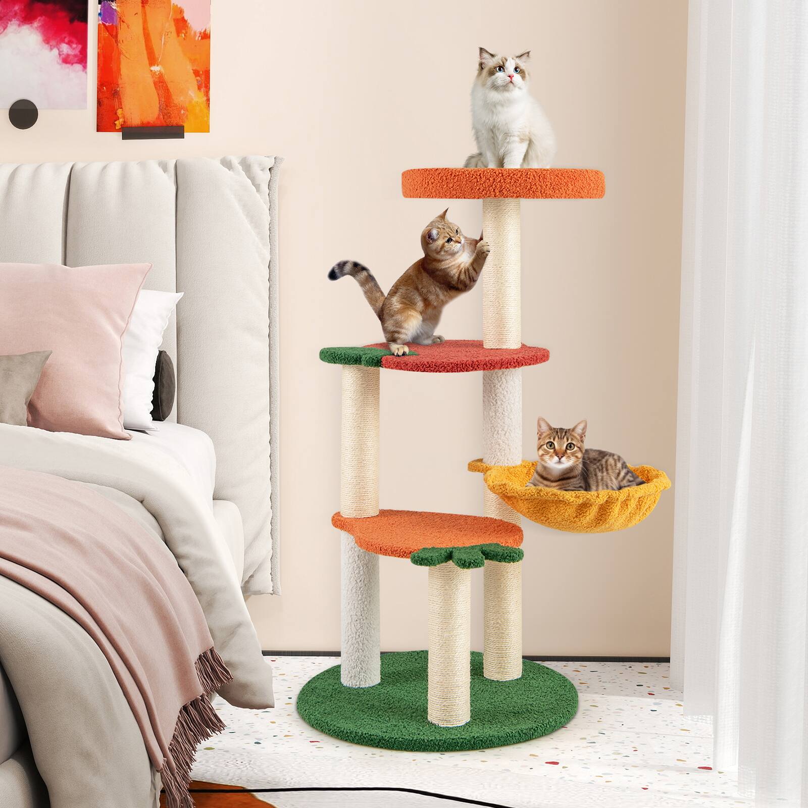 Alt View 4. Gymax - Gymax Multi-level Cat Tree Cute Fruit World Cat Tower w/ Fruit-shaped Platforms - GYM17790.