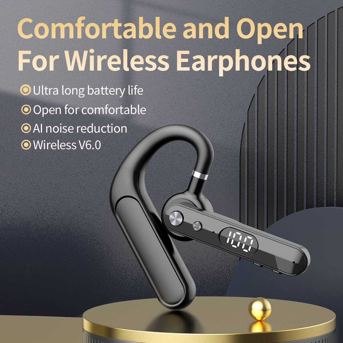 Comfortable and Open For Wireless Earphones

- Ultra long battery life
- Open for comfortable
- AI noise reduction
- Wireless V6.0