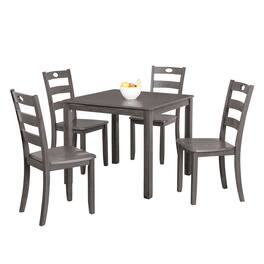 Vaczon - 5 Piece Dining Room Set, Includes Table & 4 Slat Back Chairs, Solid Wood Table Set for Kitchen & Dining Room - Gray
