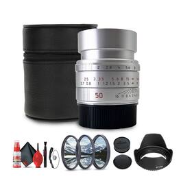 Leica - APO-Summicron-M 50mm f/2 ASPH. Lens (Silver Anodized) + Lens Filter Kit + More - Black