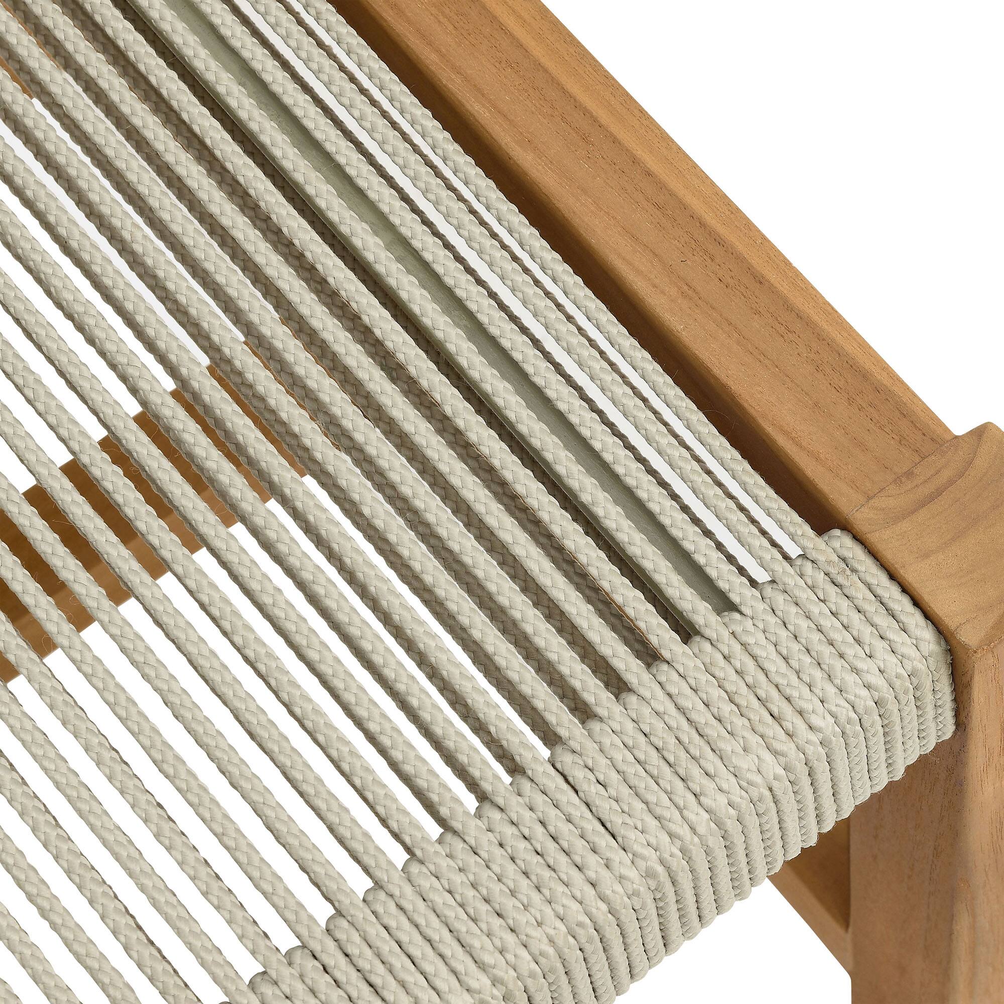 Alt View 6. Modway - Vienna Outdoor Patio Teak and Rope Armless Dining Chairs Set of 2 by Modway - Natural Natural.