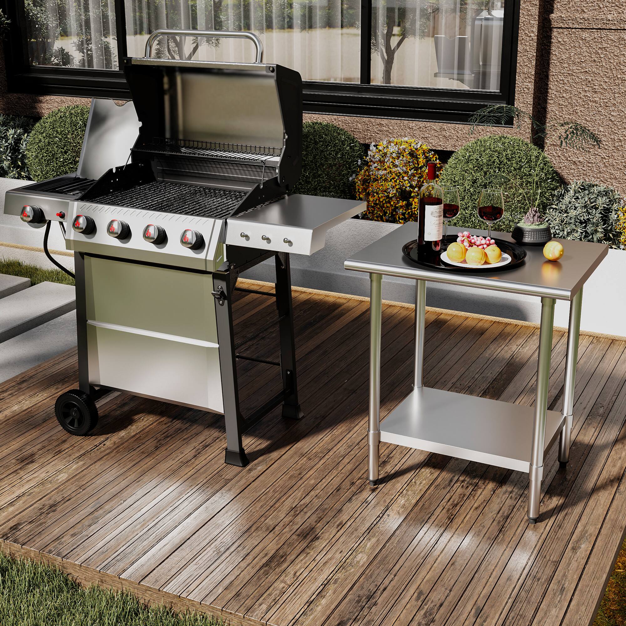 Alt View 6. KLEENSTEEL - 24" x 30" NSF Stainless Steel Worktable Adjustable Undershelf for Kitchen & BBQ.