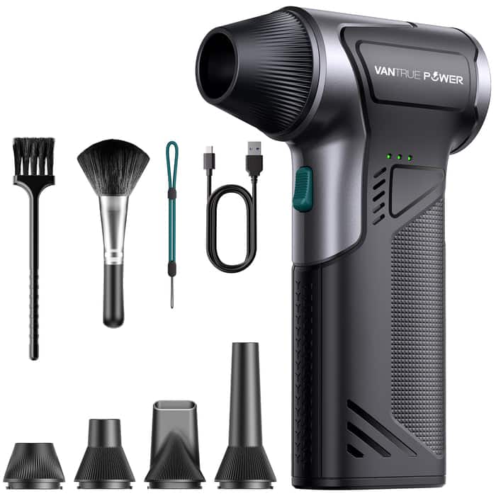 Vantrue - Power - T150 Compressed Air Duster, 110000RPM, 3-Gear Adjustable, Fast Charging, Hand-held, Versatile Usage - Black