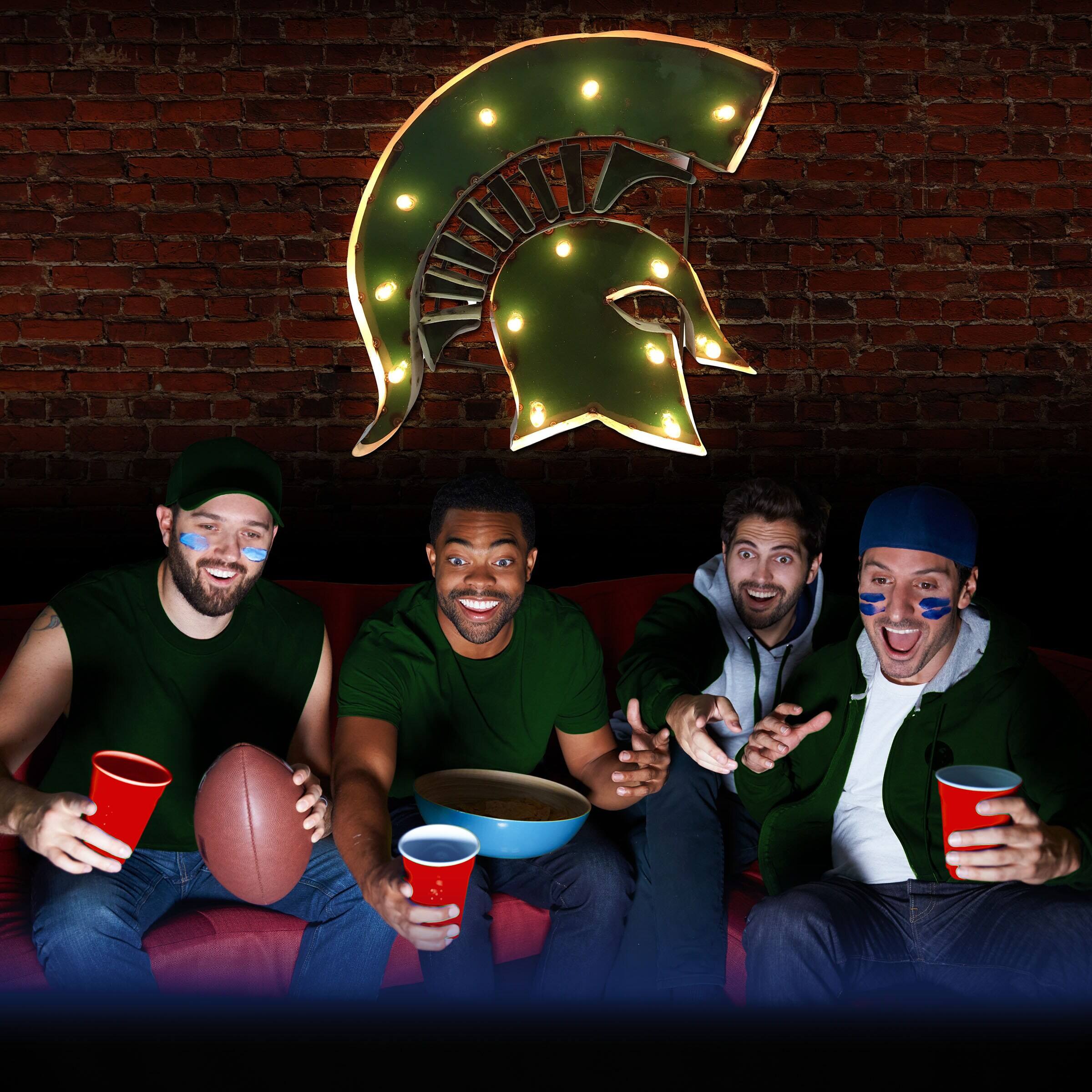 Alt View 2. Imperial - Michigan State Spartans Logo Lighted Recycled Metal Sign - Multicolor.