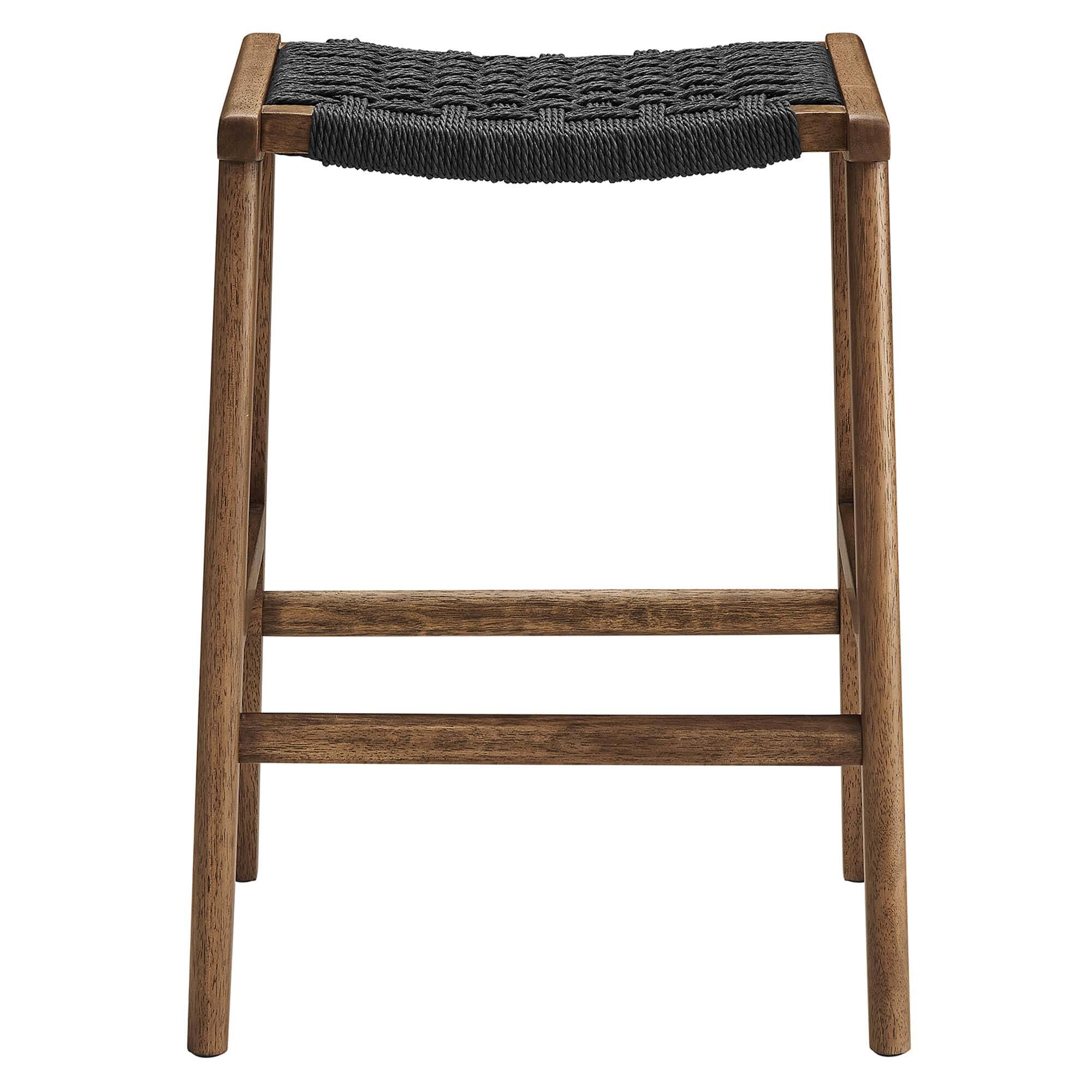Alt View 2. Modway - Saoirse Woven Rope Wood Counter Stool Set of 2 by Modway - 0.