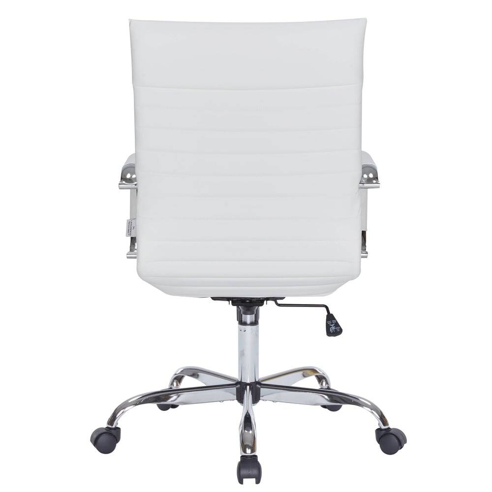 Alt View 6. LeisureMod - Harris High-Back Office Chair, Leather Upholstery with Gold Metal Frame Modern Armless Desk Chair for Conference Seating - White.