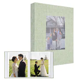 Unique Bargains - Photo Album 4"x6" 144 Photos Linen Cover Picture Photo Book with Display Window for Family Wedding Anniversary - Green