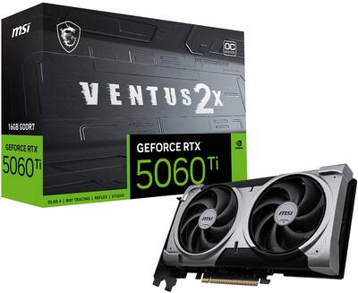 MSI NVIDIA GeForce RTX 5060 Ti 16G VENTUS 2X OC PLUS 16GB GDDR7 MSI NVIDIA GeForce RTX 5060 Ti 16G VENTUS 2X OC PLUS 16GB GDDR7