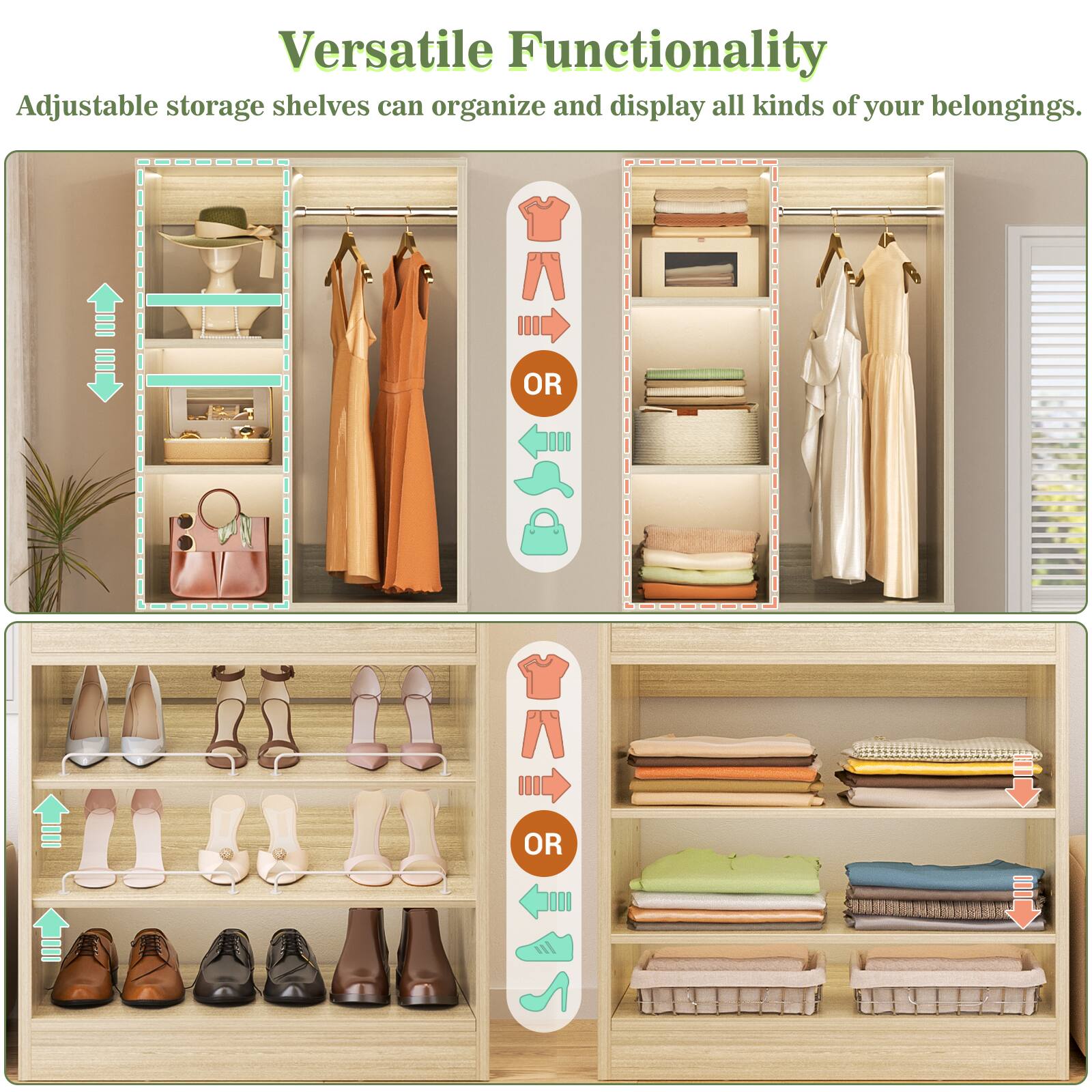 Versatile Functionality  
Adjustable storage shelves can organize and display all kinds of your belongings.