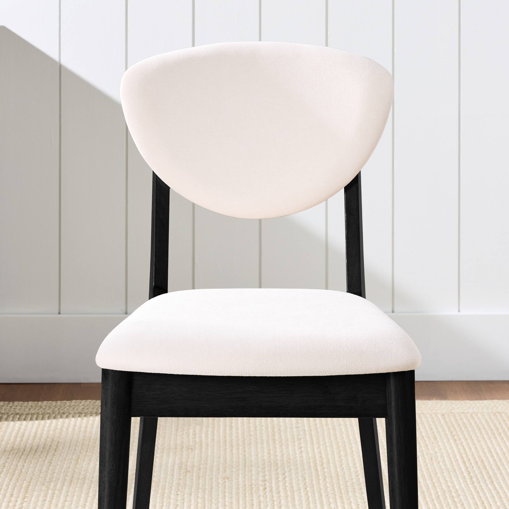 Alt View 2. Best Choice Products - Best Choice Products 2-Piece Mid-Century Modern Wood & Upholstered Dining Chair Set - Black / Cream - Black & Cream.