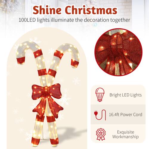 Shine Christmas  
100LED lights illuminate the decoration together  

Bright LED Lights  
16.4ft Power Cord  
Exquisite Workmanship