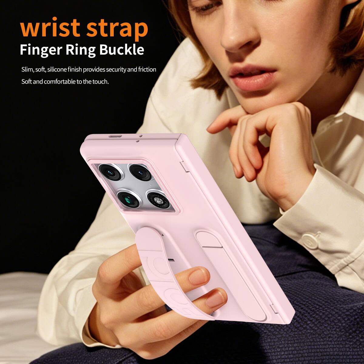 wrist strap Finger Ring Buckle Slim, soft, silicone finish provides security and friction Soft and comfortable to the touch.