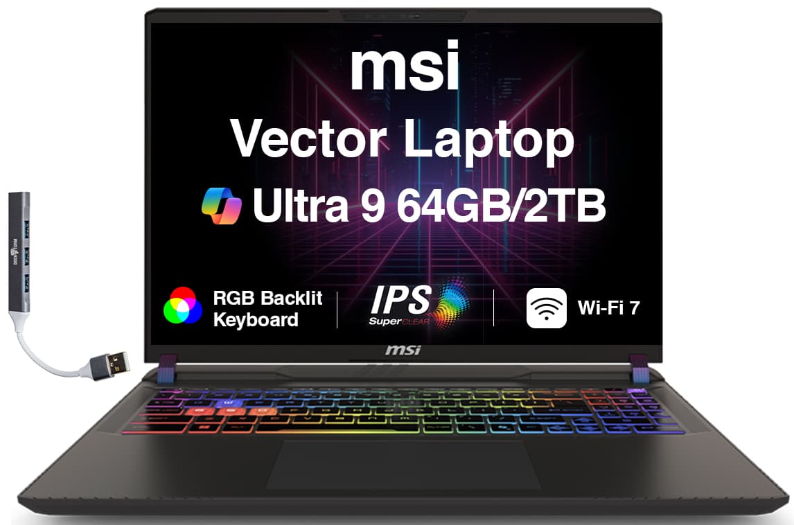 Photos - Laptop MSI Upgraded - Vector 16.0 WQXGA w/USB Hub - Cosmo Gray (Intel Ultra 9- 275HX, 64GB DDR5, 2TB PCIe SSD, Win 11 Pro)