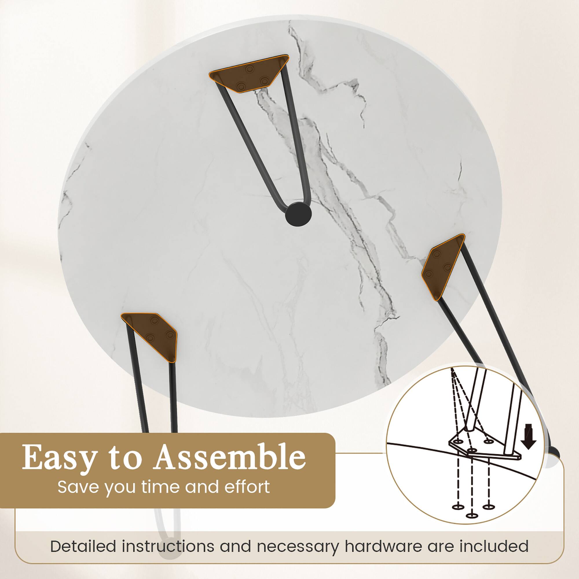 Easy to Assemble  
Save you time and effort  

Detailed instructions and necessary hardware are included