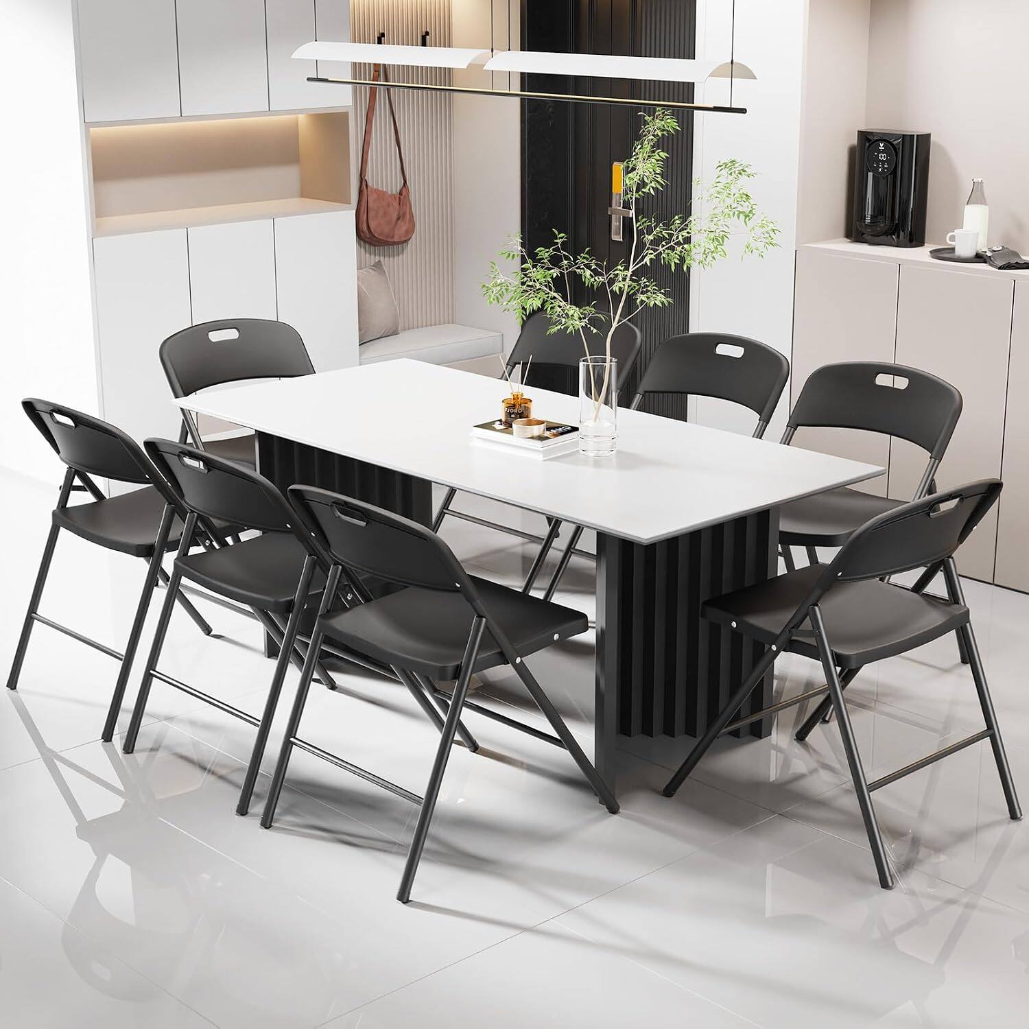Alt View 5. Winado - 10PCS Portable Folding Chairs Plastic Commercial Seating with Steel Frame for Indoor Outdoor Dining Party Wedding School - Black.