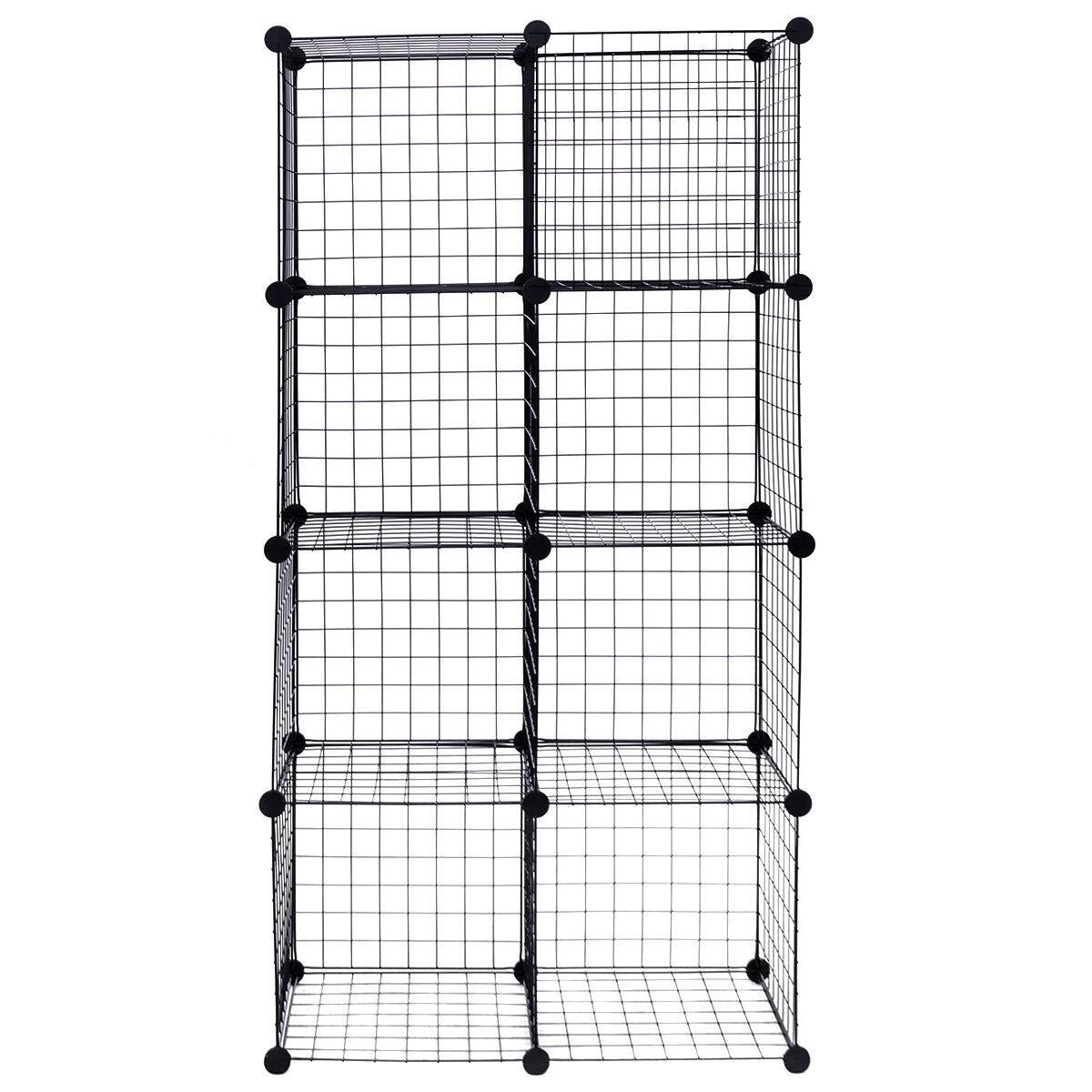 Alt View 3. Gymax - Gymax 8 Cube Grid Wire Organizer Wardrobe Shelves Bookcase DIY - black.