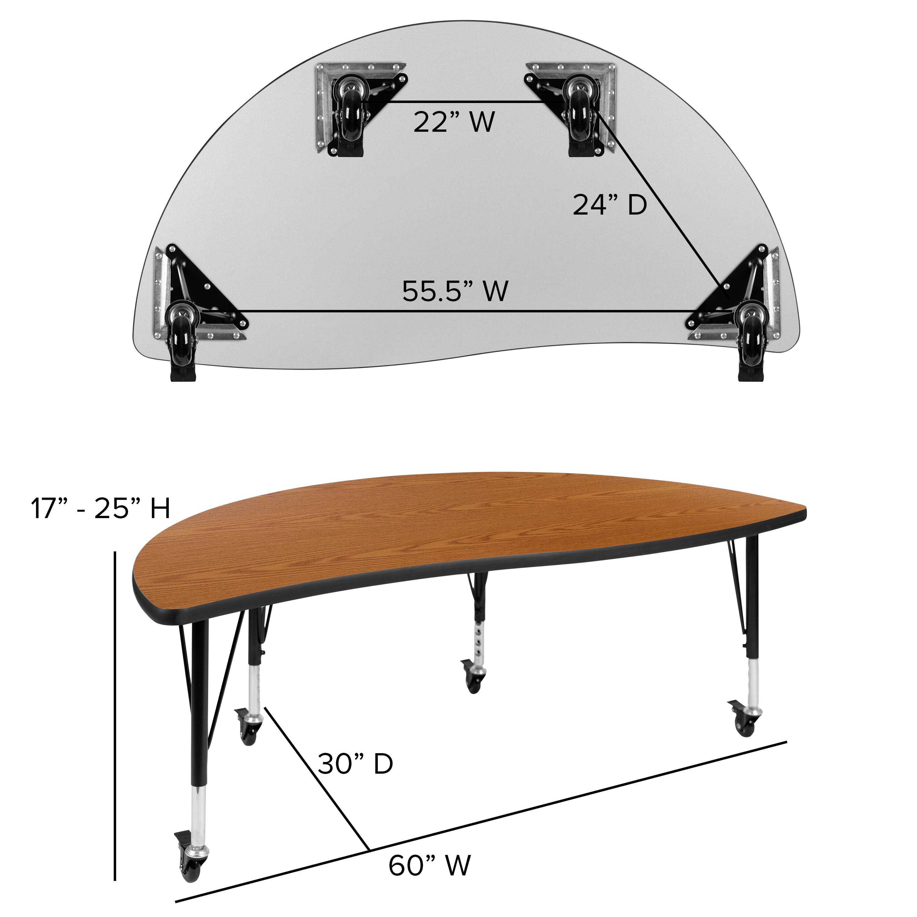 22" W  
24" D  
55.5" W  
17" - 25" H  
30" D  
60" W