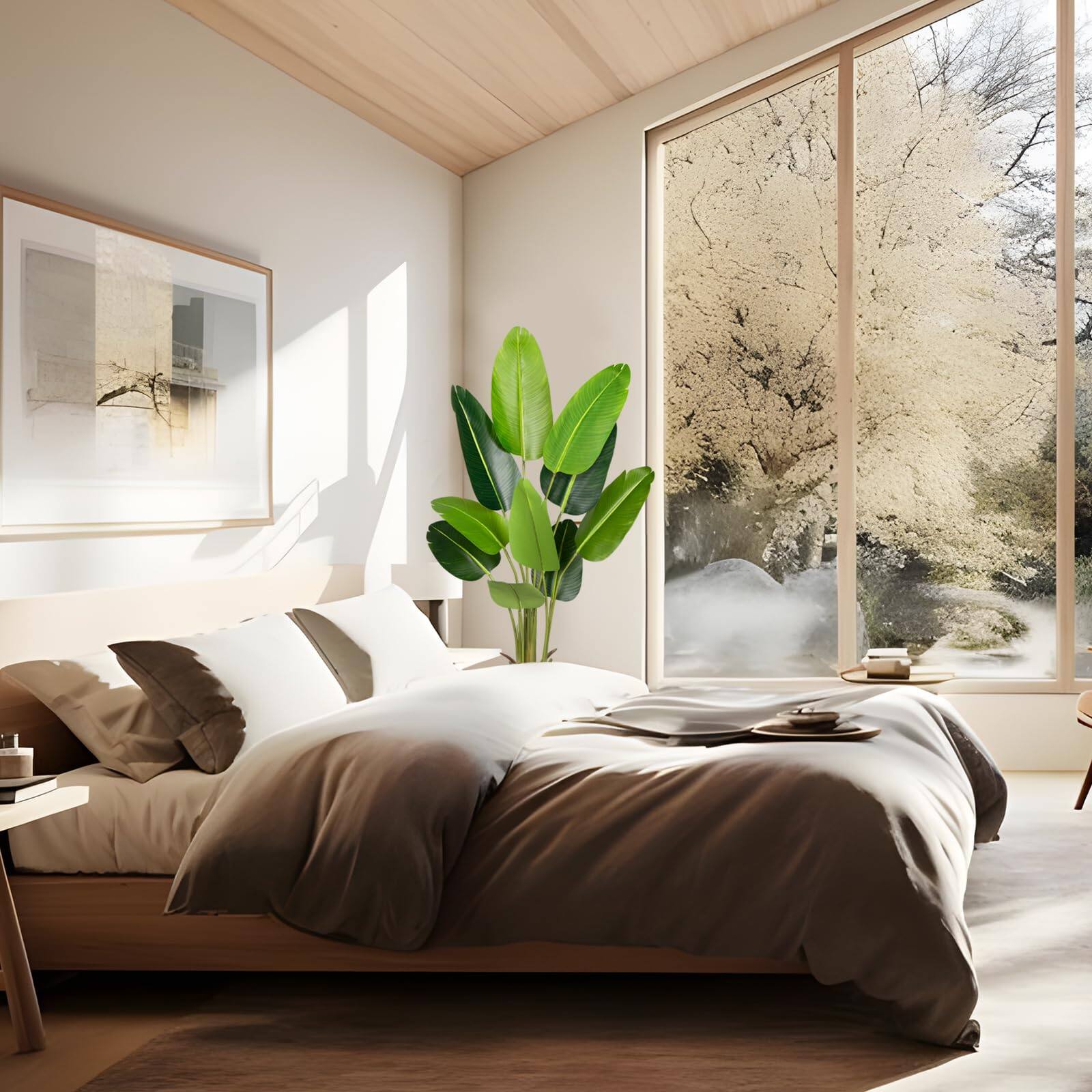 Alt View 3. Stylel Star - Artificial Bird of Paradise Plant 5.2Ft Fake Tropical Palm Tree with 10Trunks Faux Banana Leaf Trees in Pot for... - 2pack.