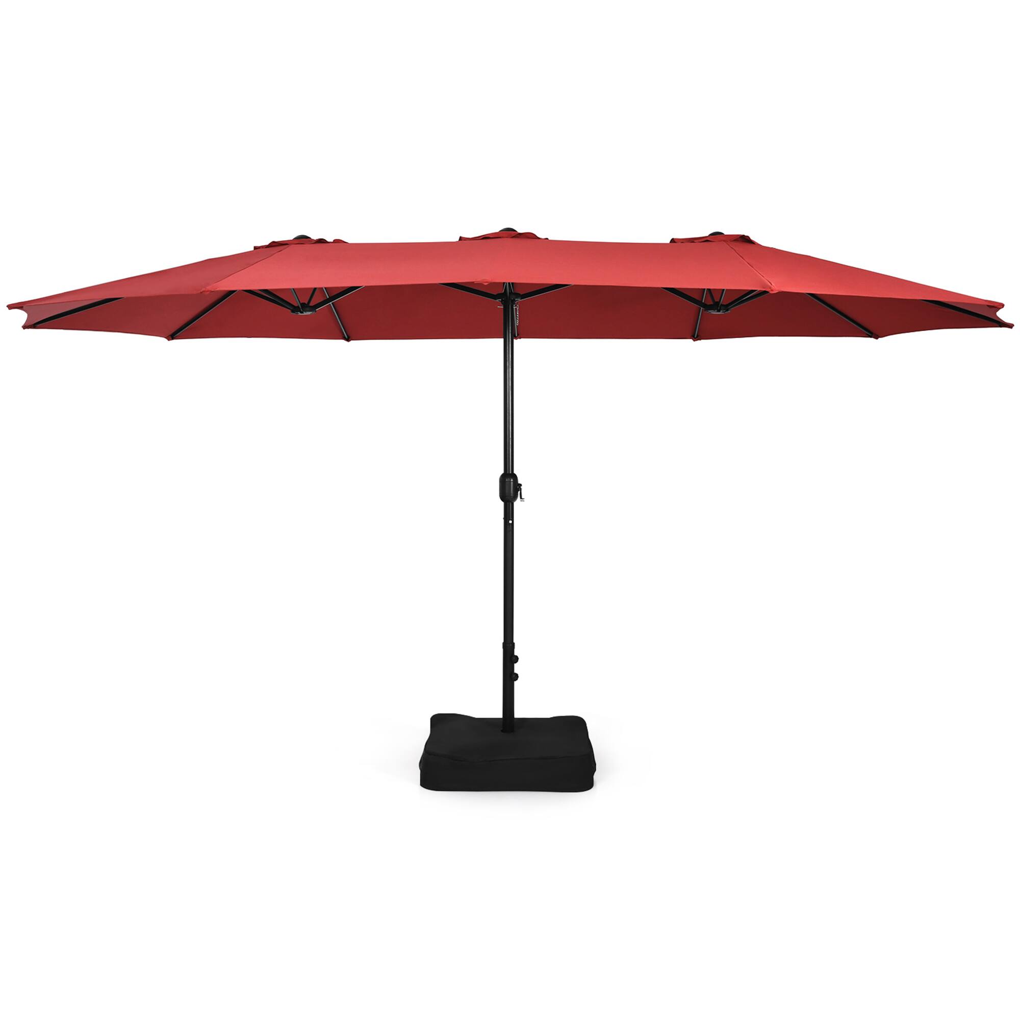 Alt View 1. Gymax - Gymax 15 ft Double-Sided Patio Twin Umbrella Extra-Large Market Umbrella w/ Base Wine - Wine.
