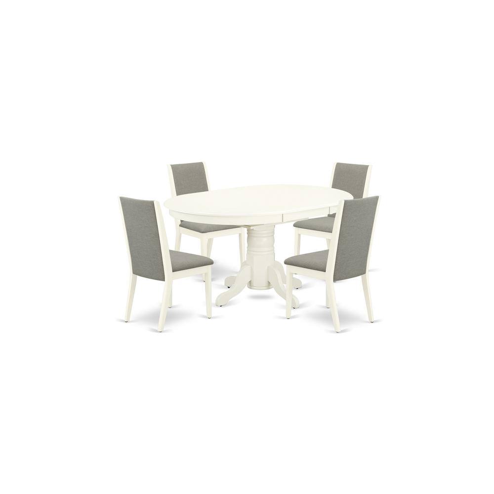 Back. East West Furniture - Dining Room Set Linen White - Brown.