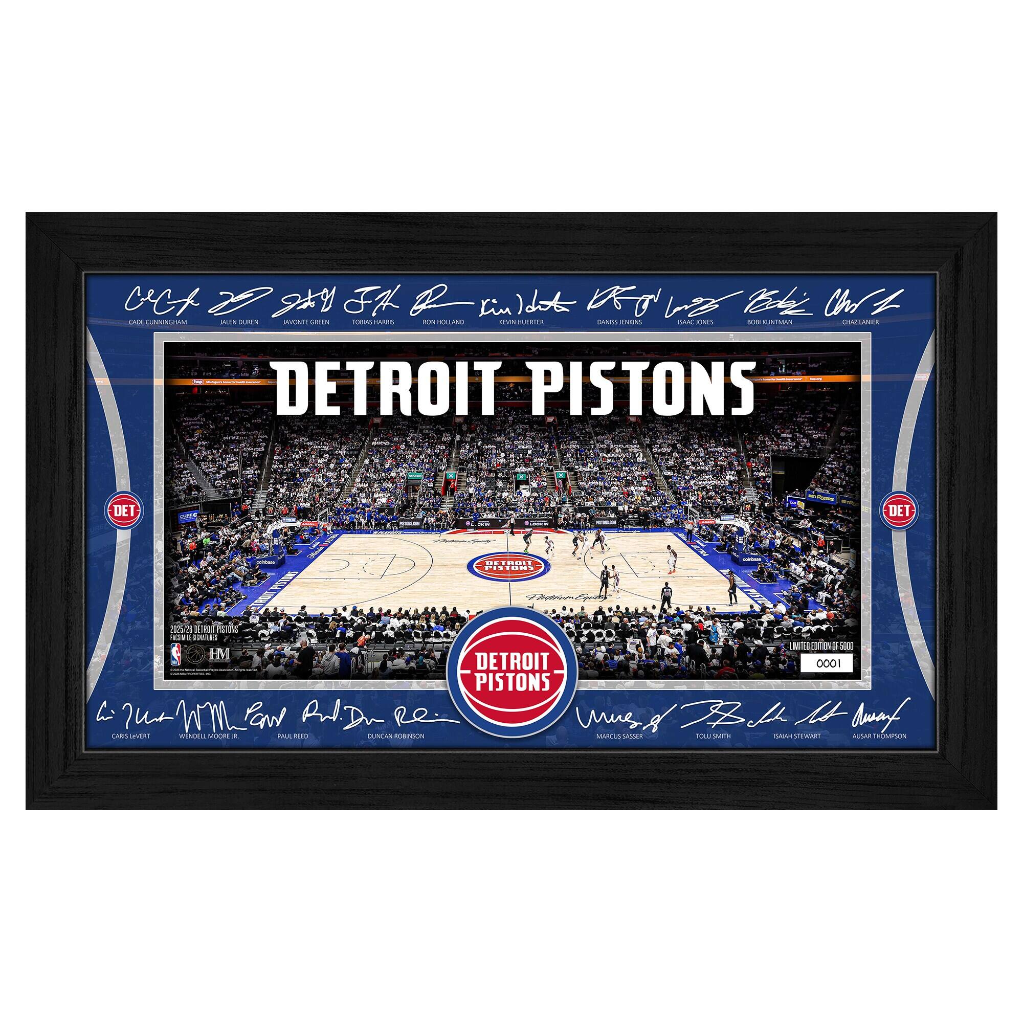 Detroit Pistons 2025 Facsimile Signature Court Framed Picture