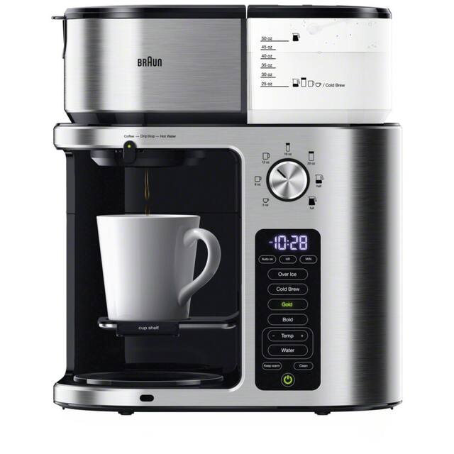 Braun - MultiServe Plus 10- Cup Pod Free Drip Coffee Maker, 7 Brew Sizes / Hot & Cold Brew & Hot Water for Tea - Stainless Steel